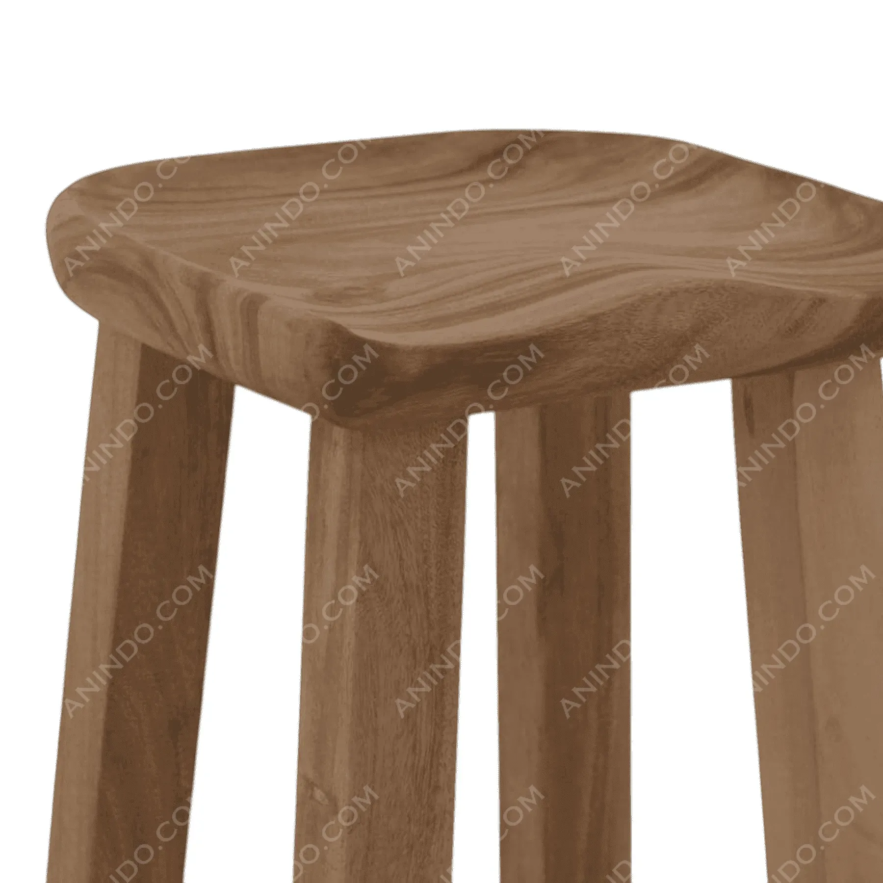 Wooden stool with curved seat design