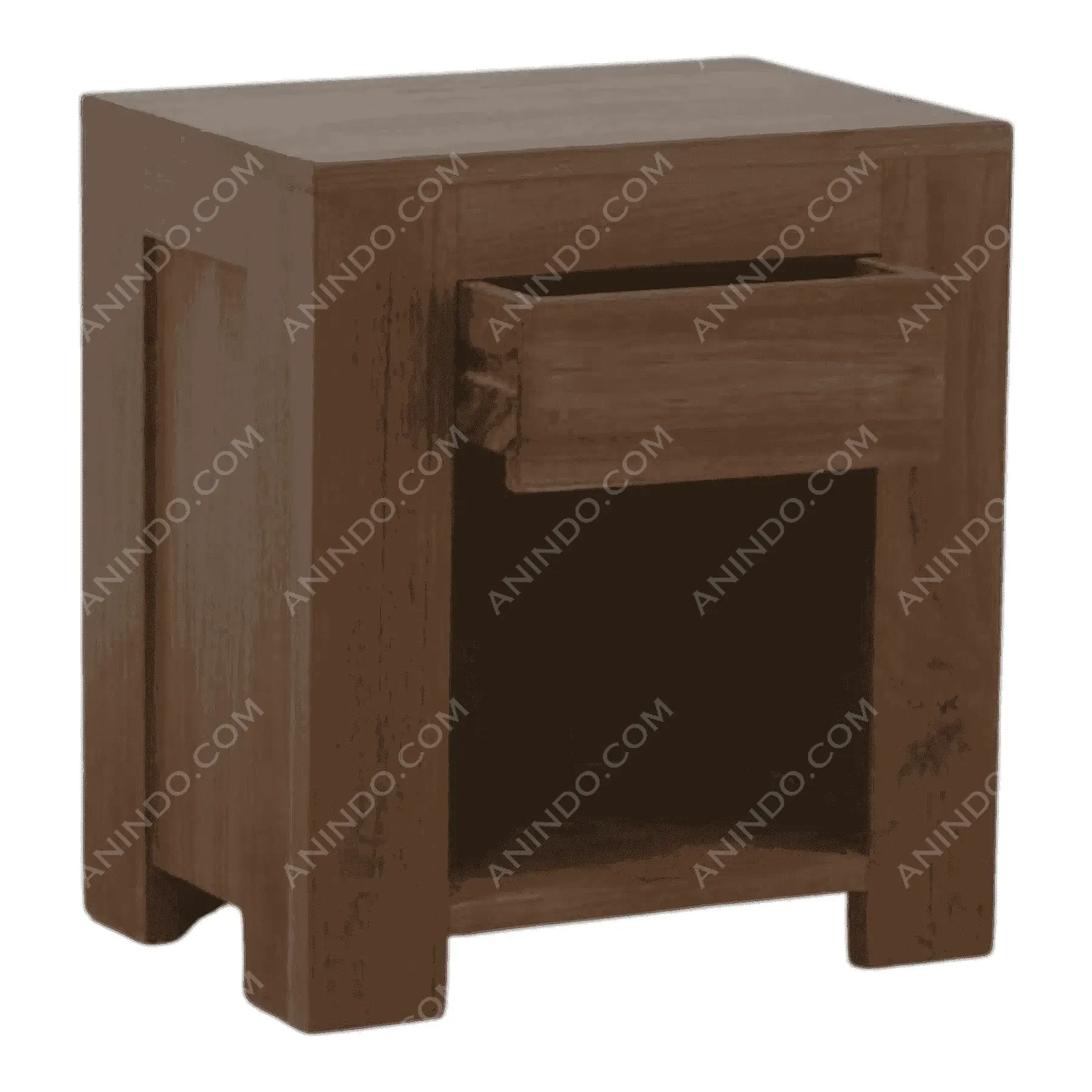 Wooden nightstand with drawer and open shelf