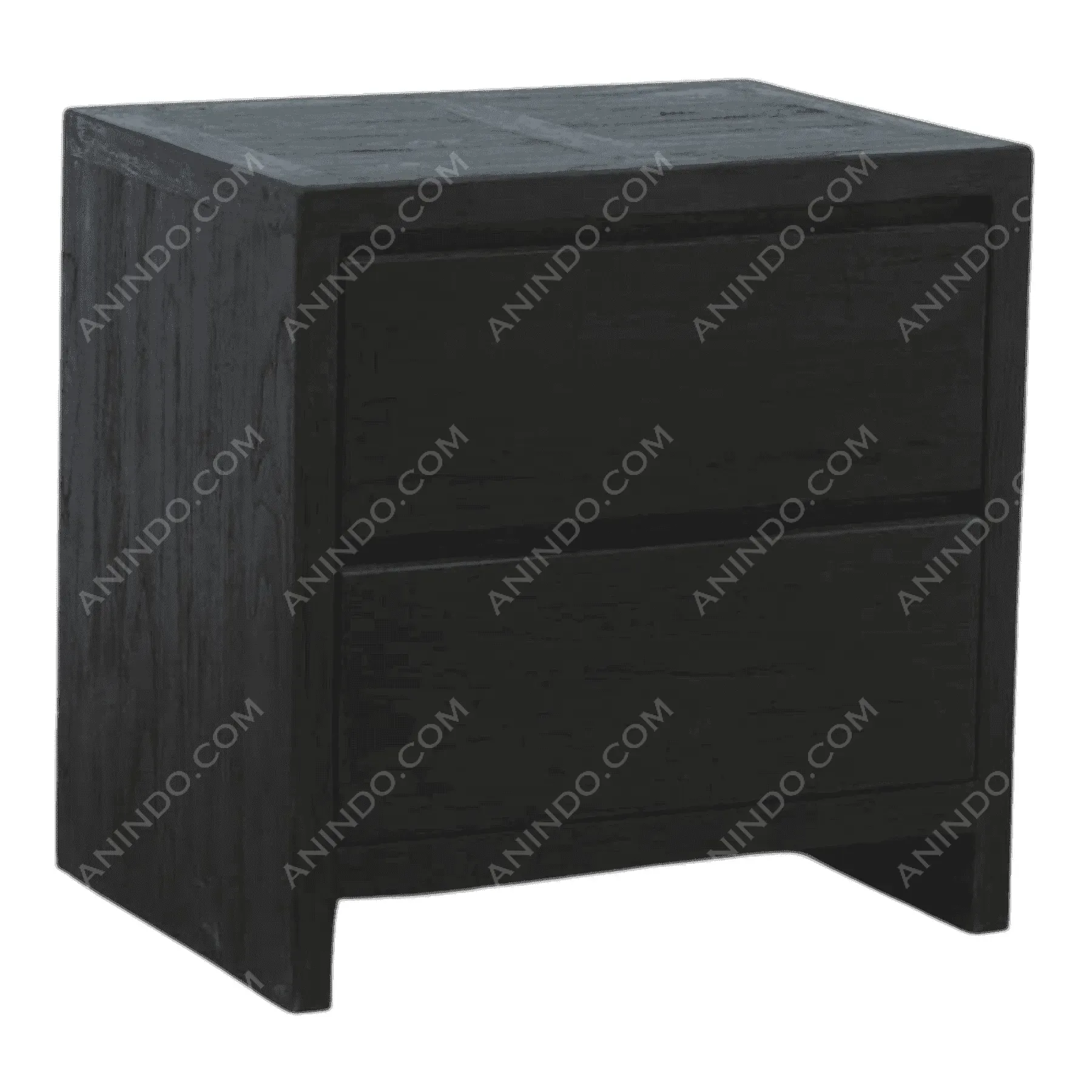 Modern black wooden two-drawer nightstand