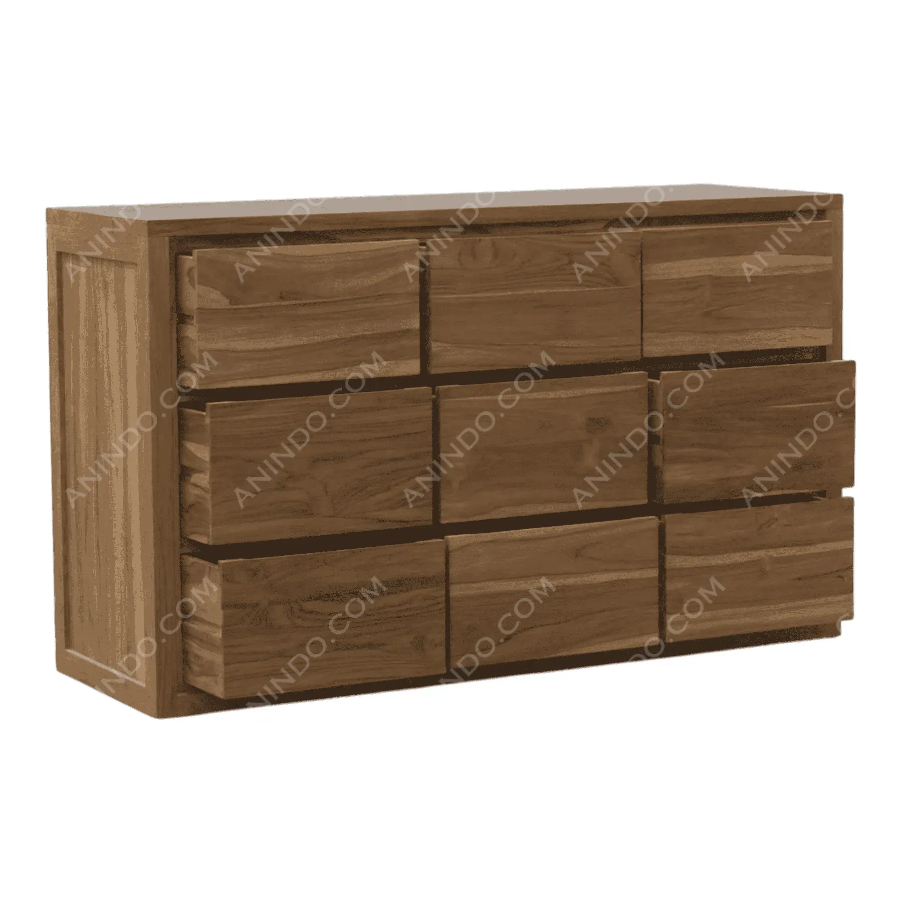 Modern wooden dresser with multiple drawers