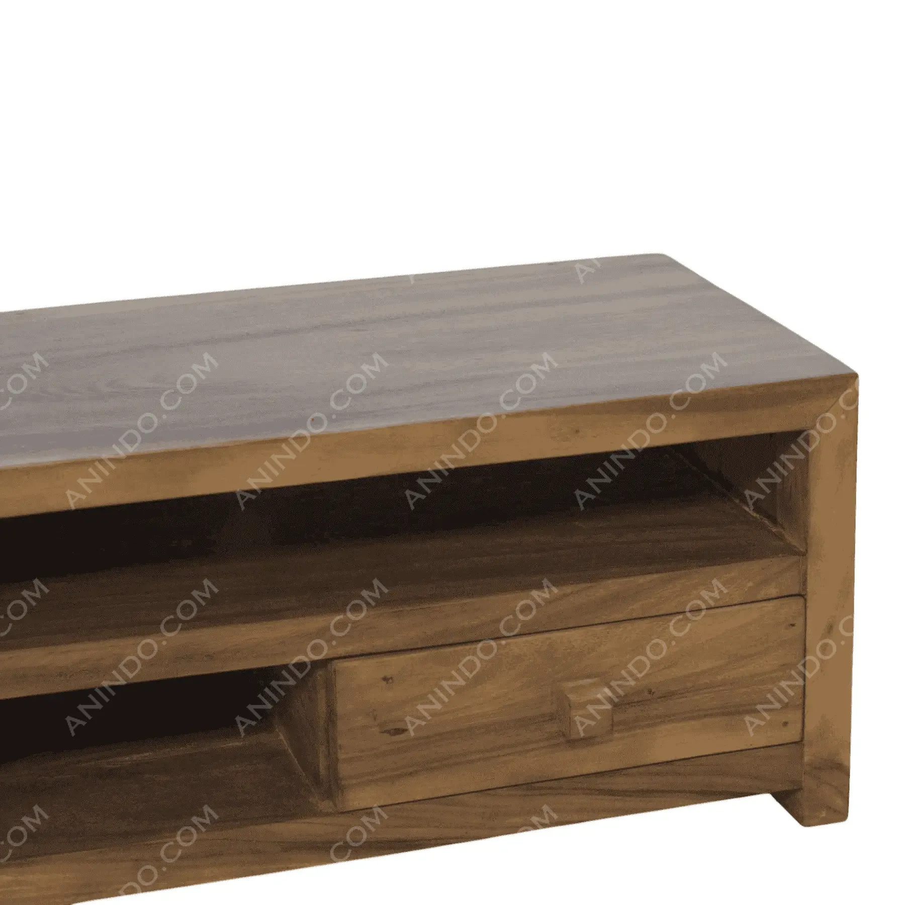 Wooden coffee table with drawer and shelf