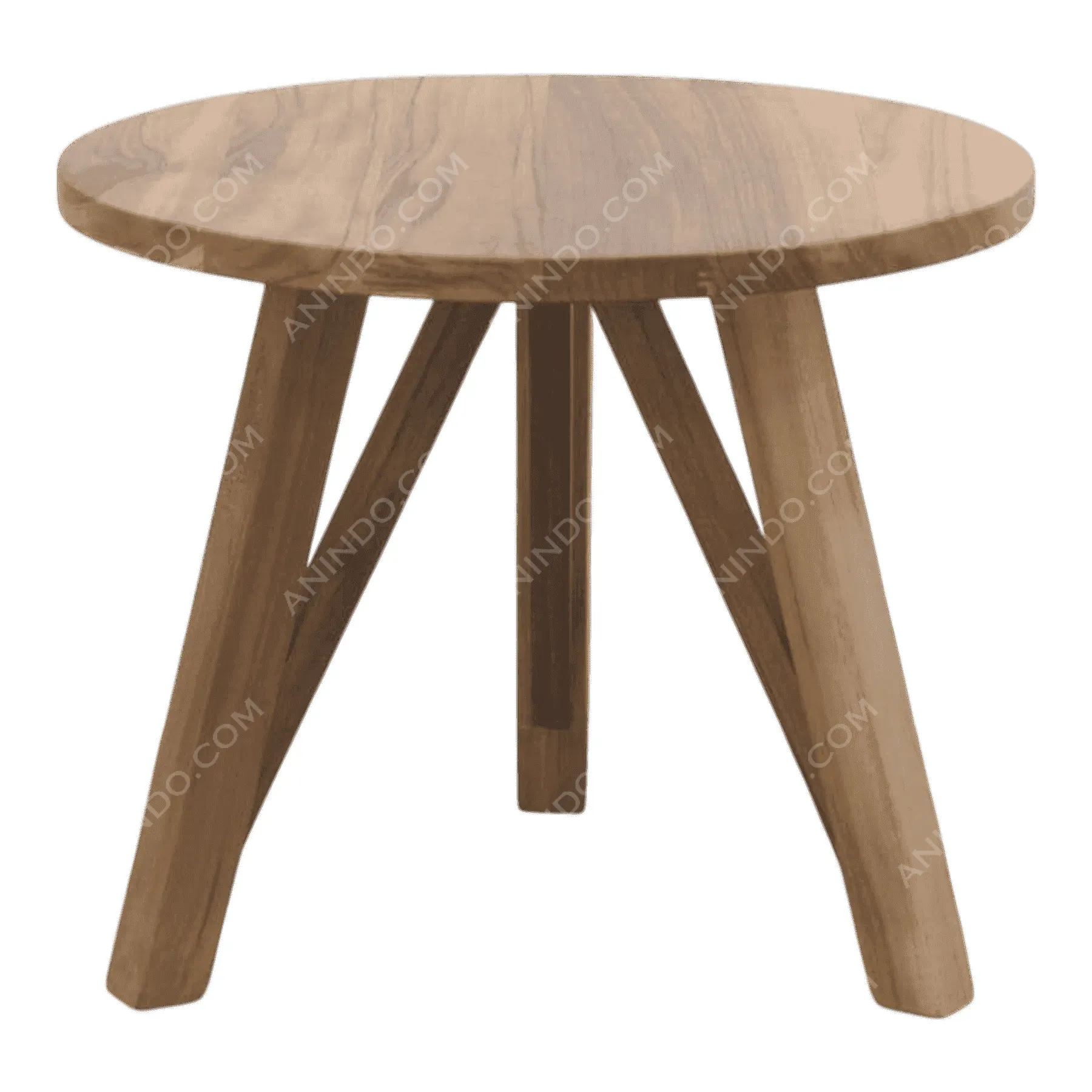 Round wooden table with three legs