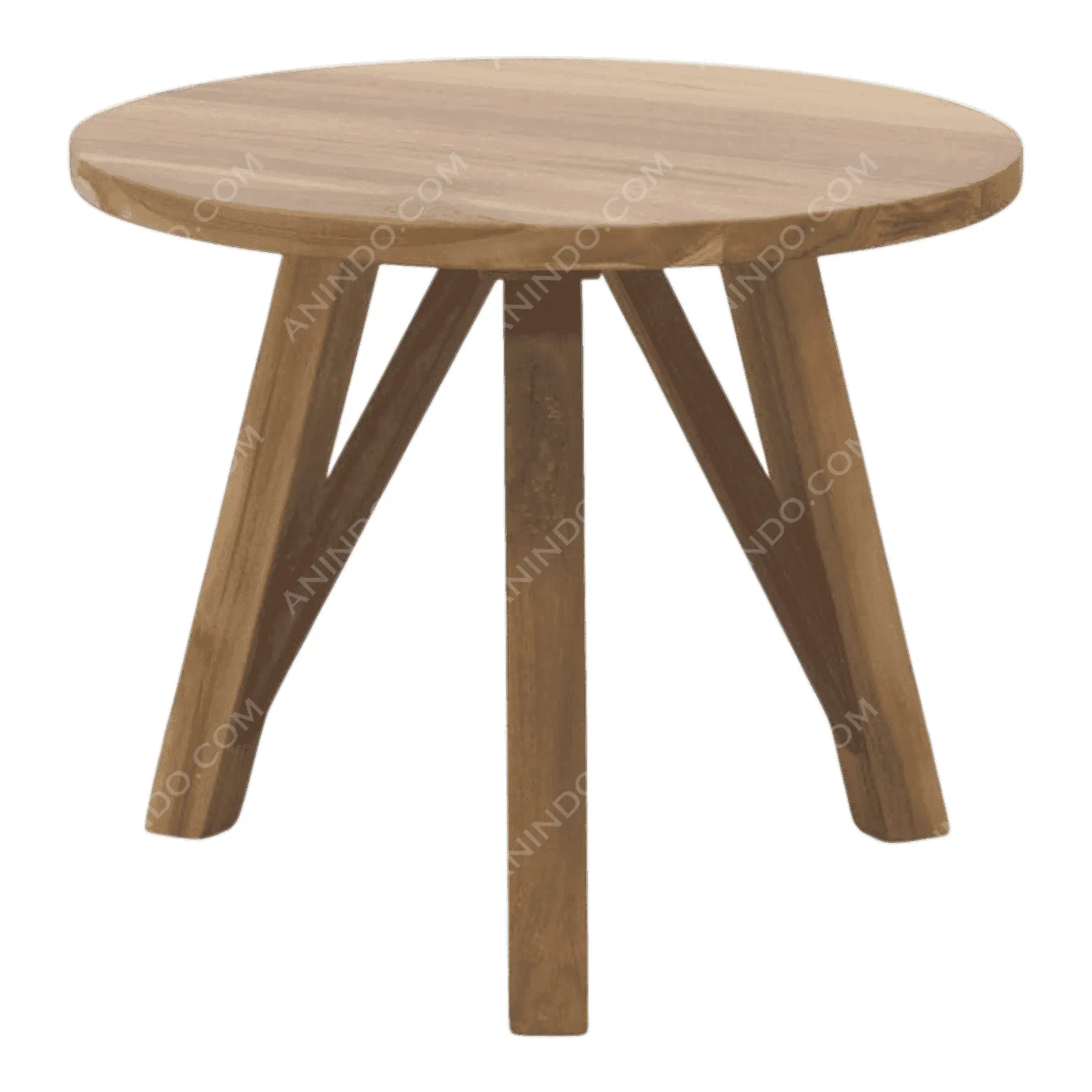 Round wooden table with three legs