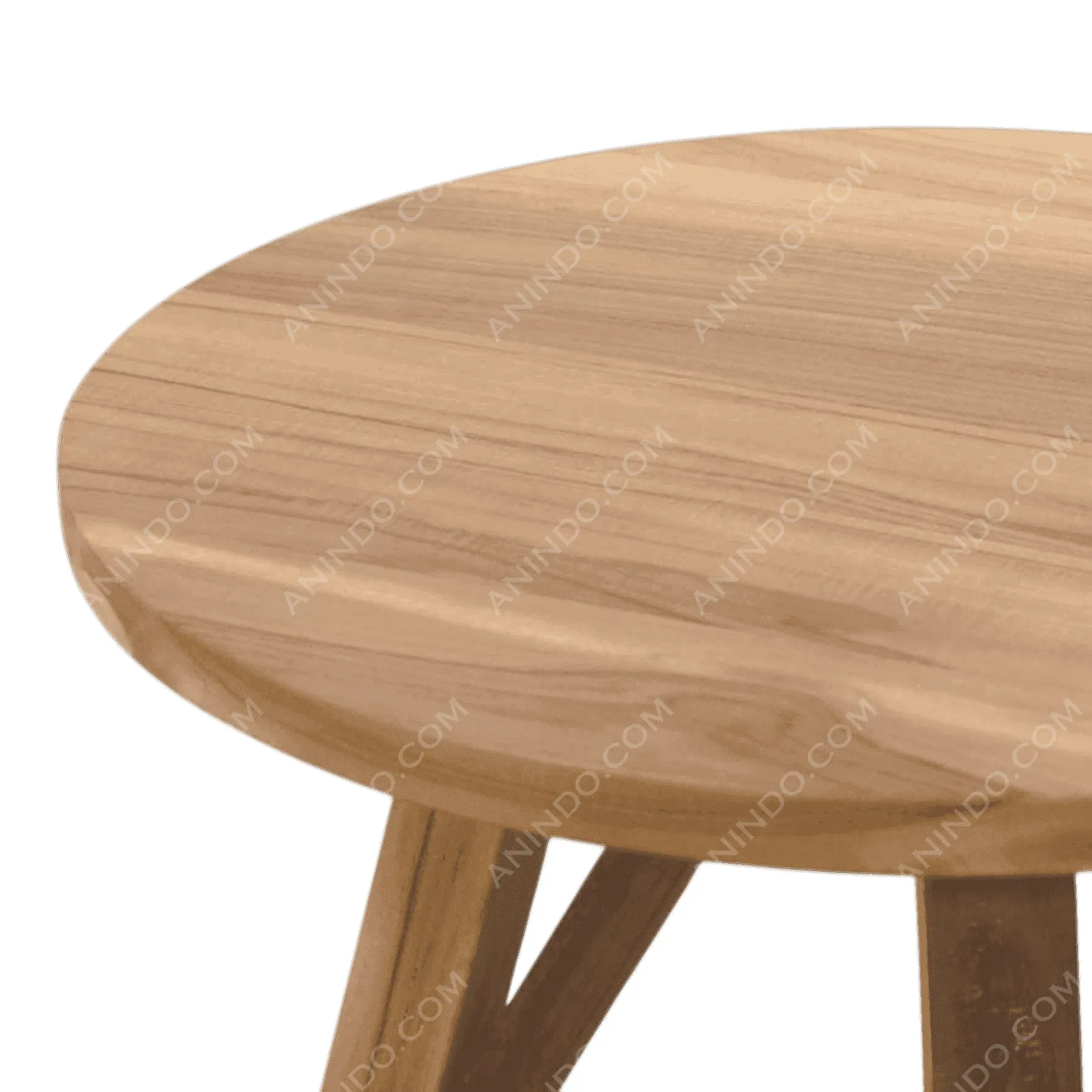 Round wooden table with smooth surface