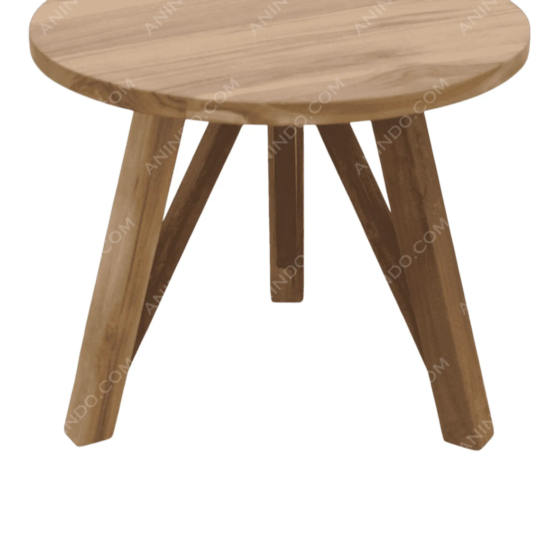 Round wooden stool with three legs