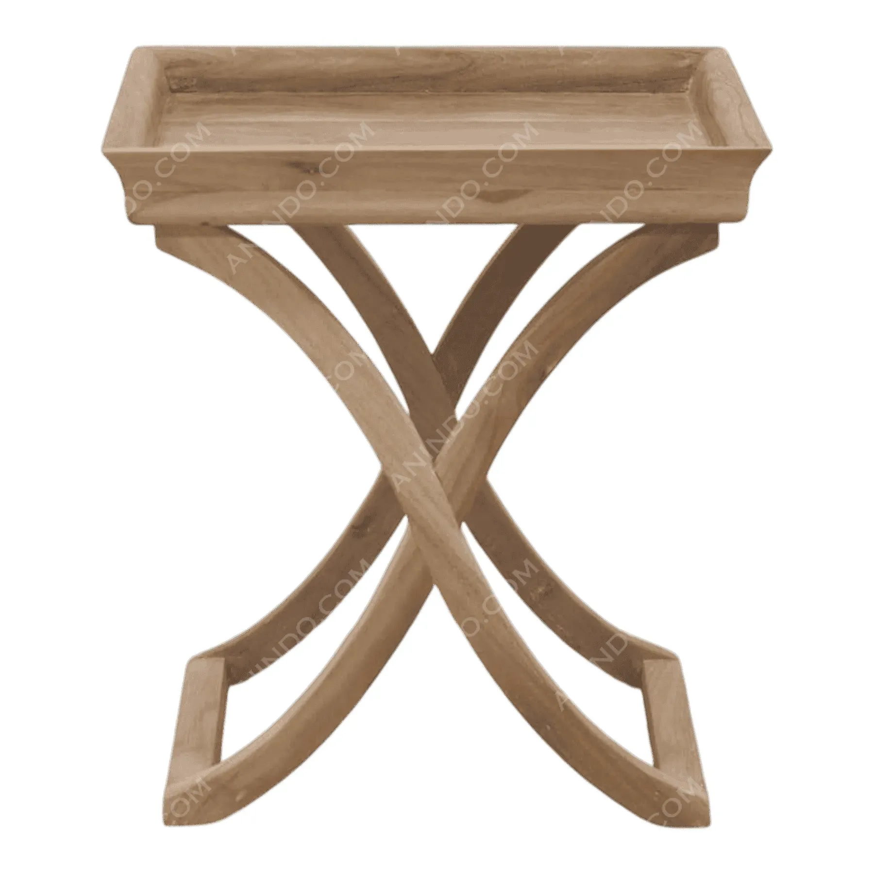 Wooden accent table with crossed legs design