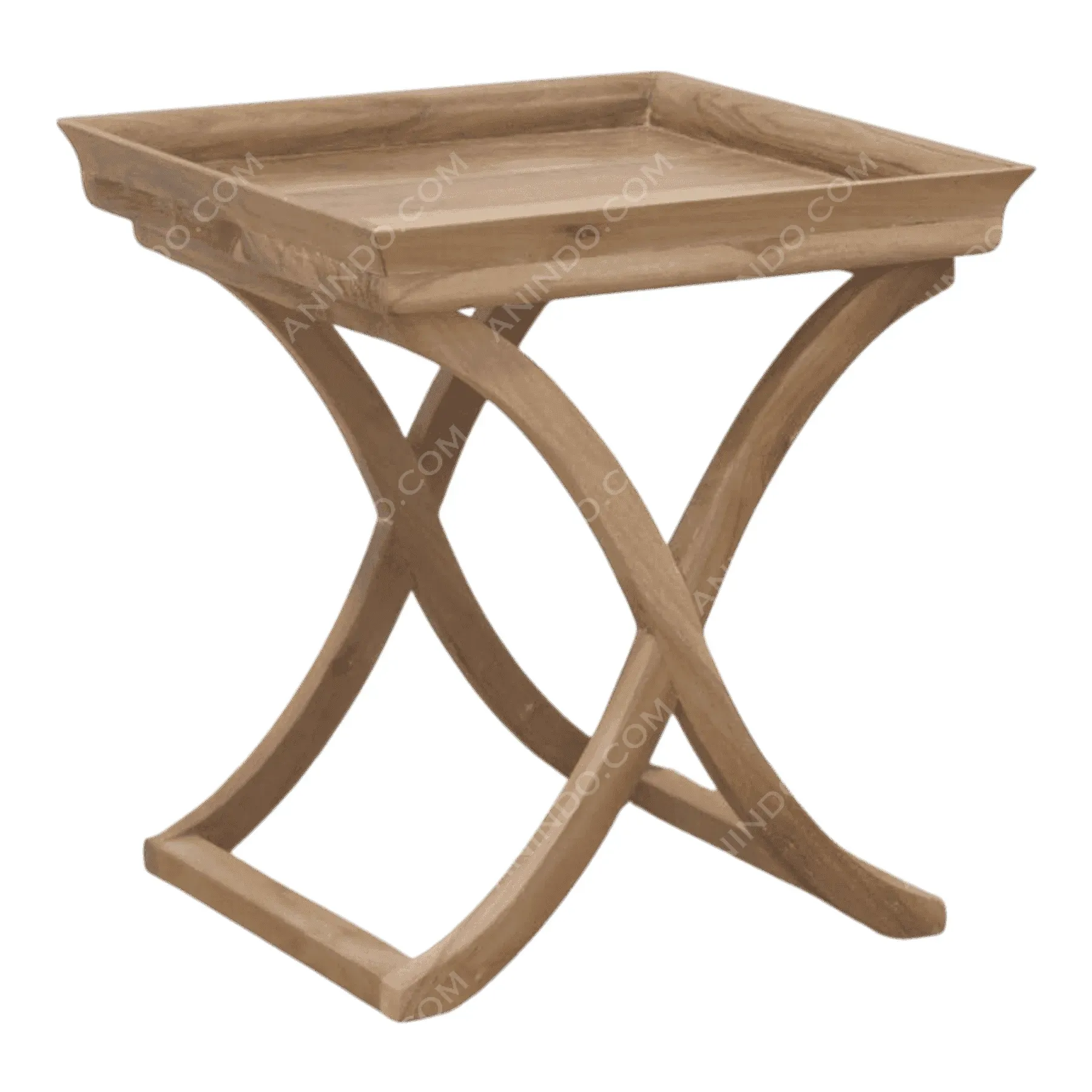 Wooden side table with curved legs