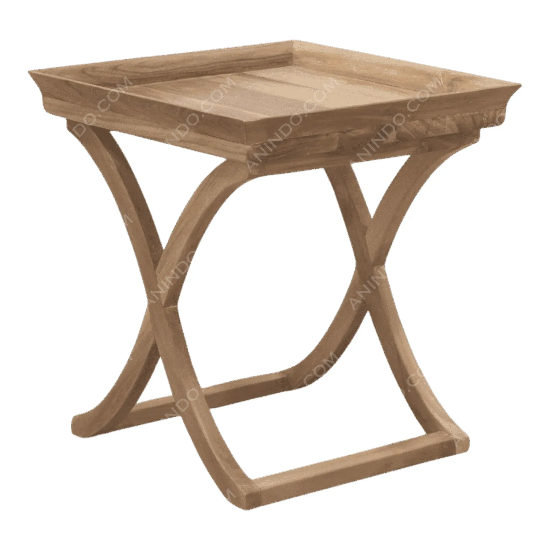 Wooden side table with curved legs