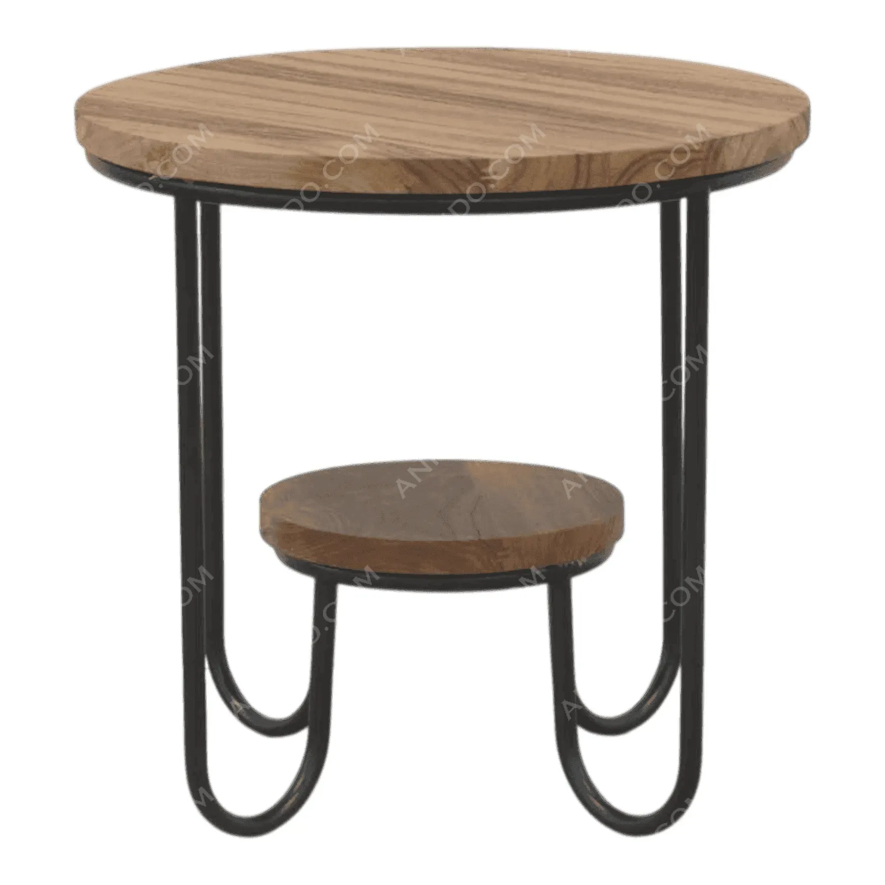 Modern round wooden side table with metal legs