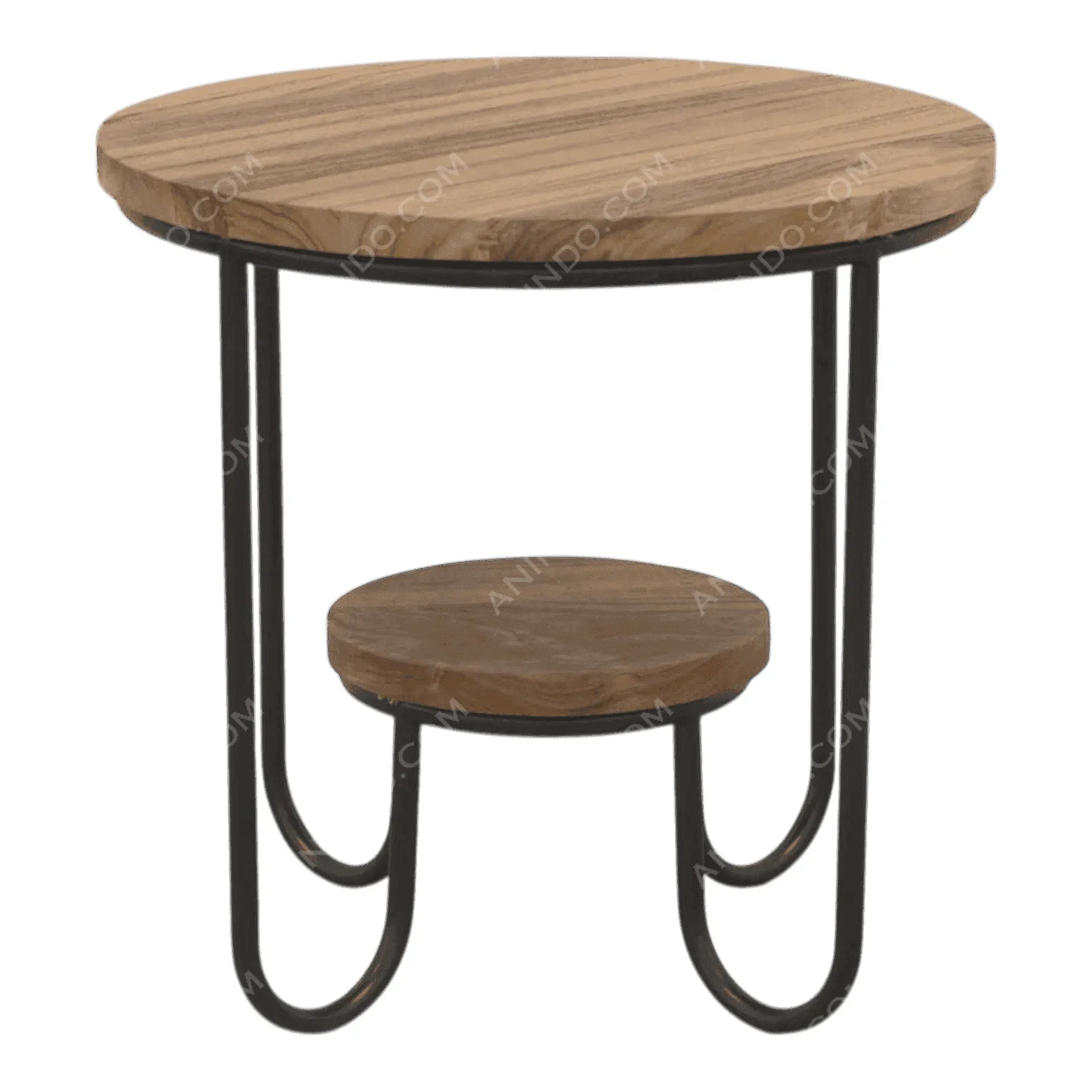 Round wood and metal accent table