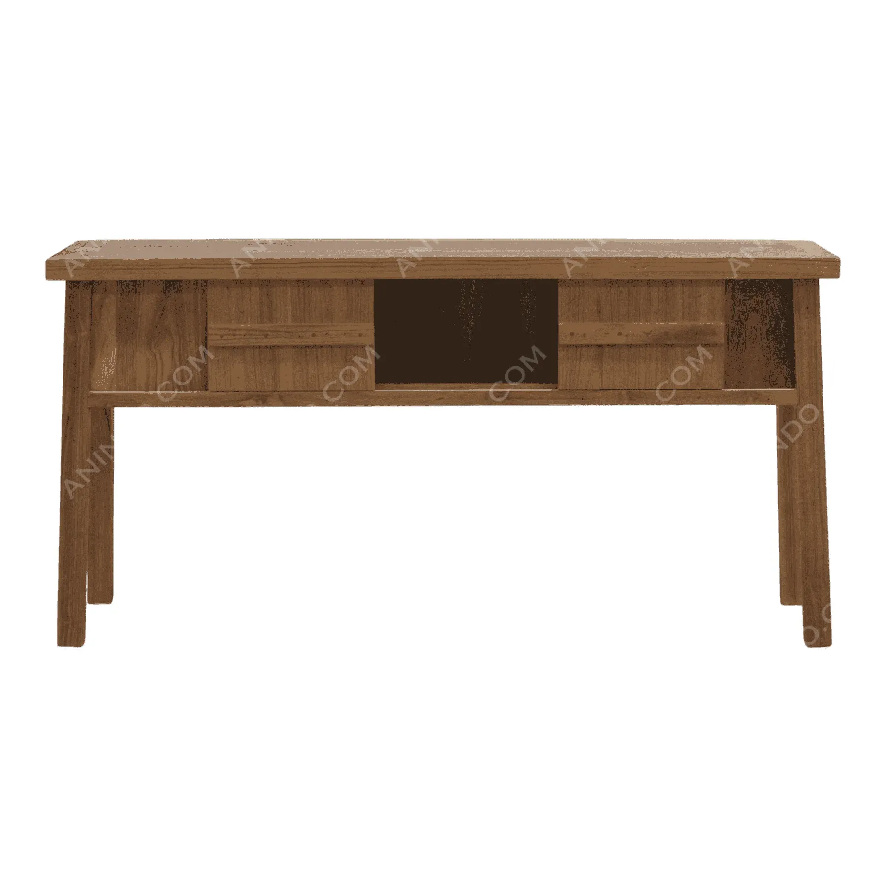 Wooden desk with drawers and open shelf