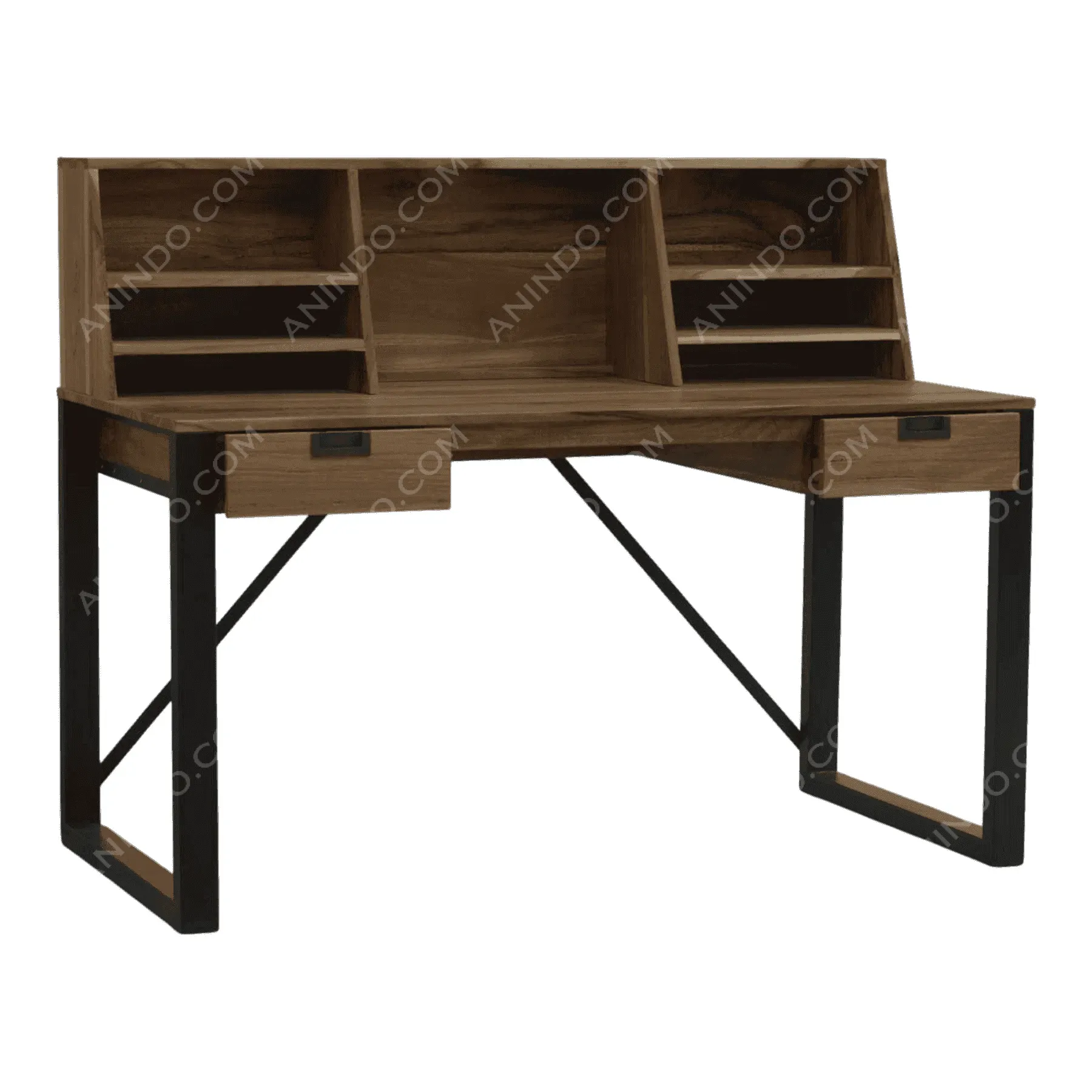 Modern wooden desk with shelves and drawers