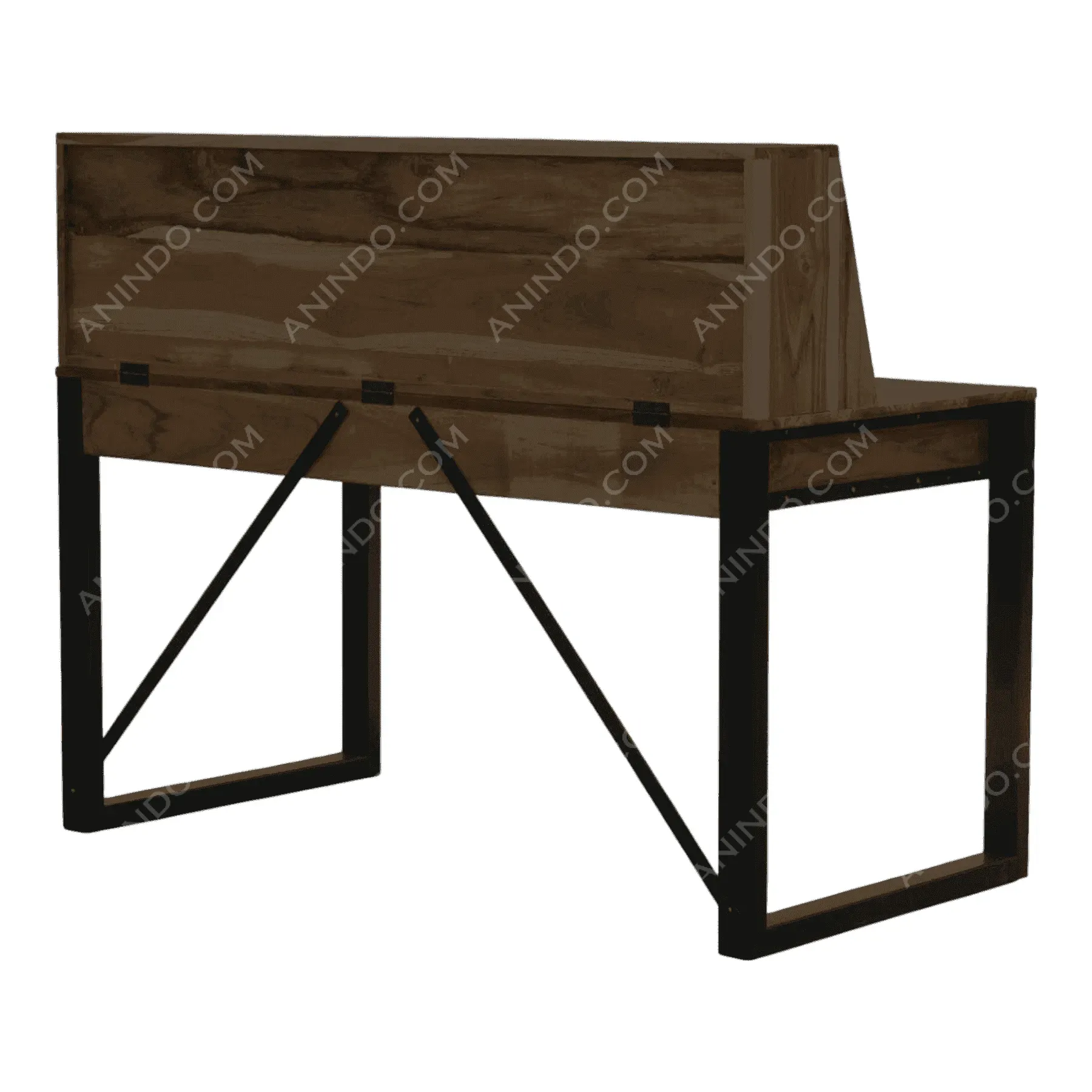 Wood and metal industrial desk with storage