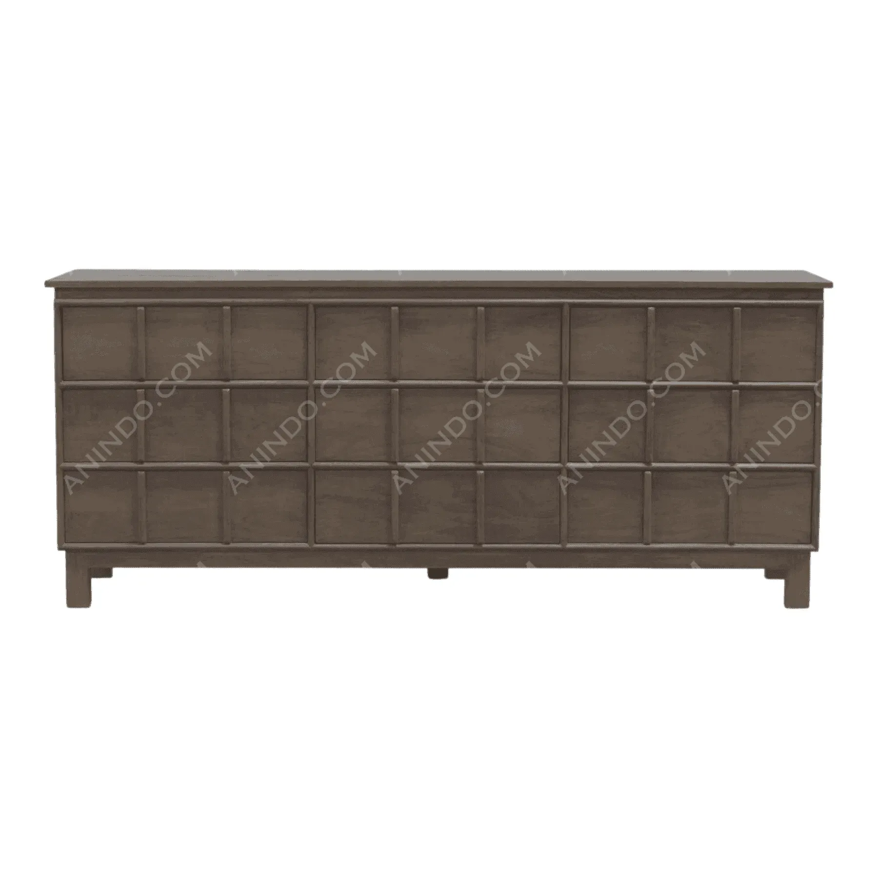 Modern wooden dresser with grid pattern drawers