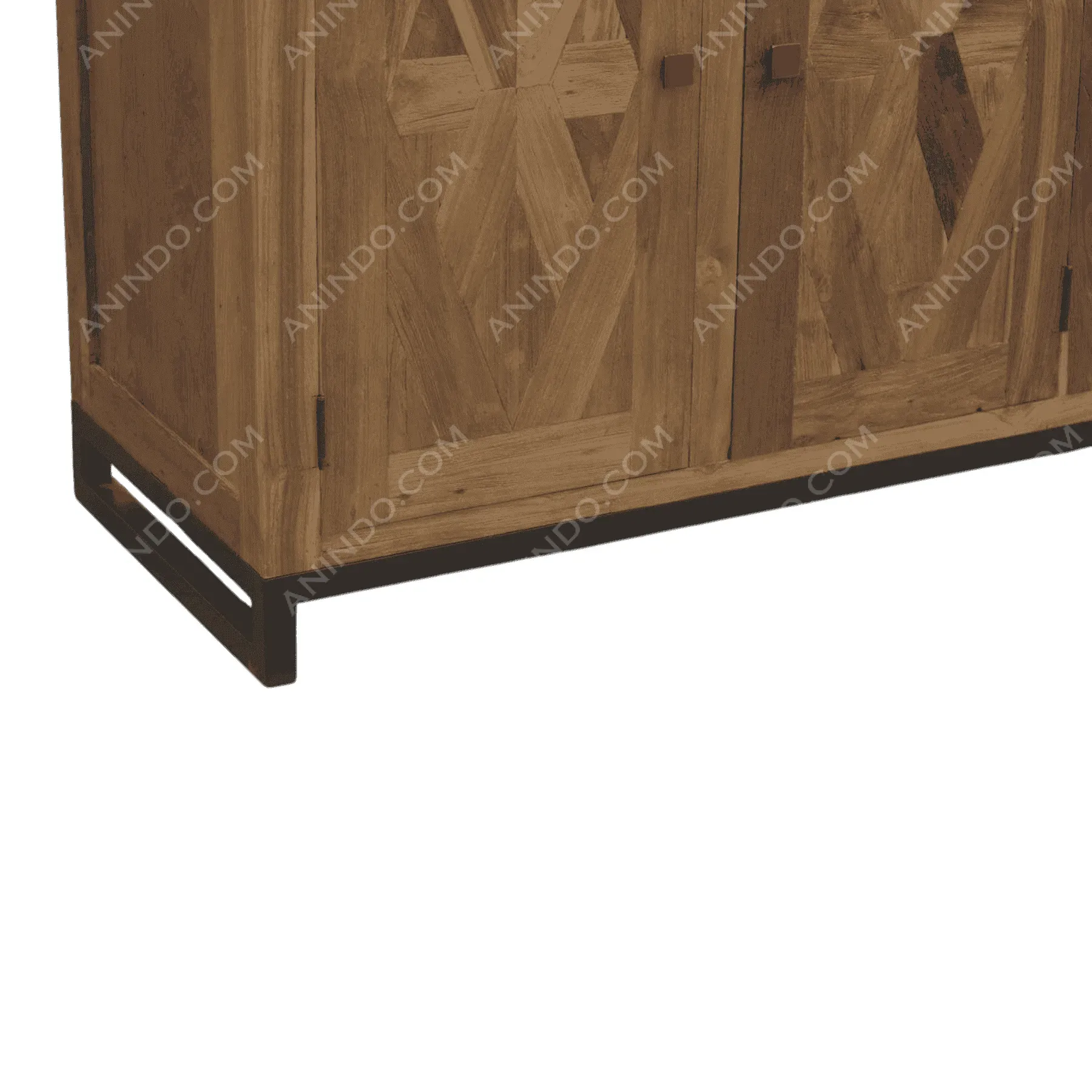 Wooden cabinet with geometric pattern doors