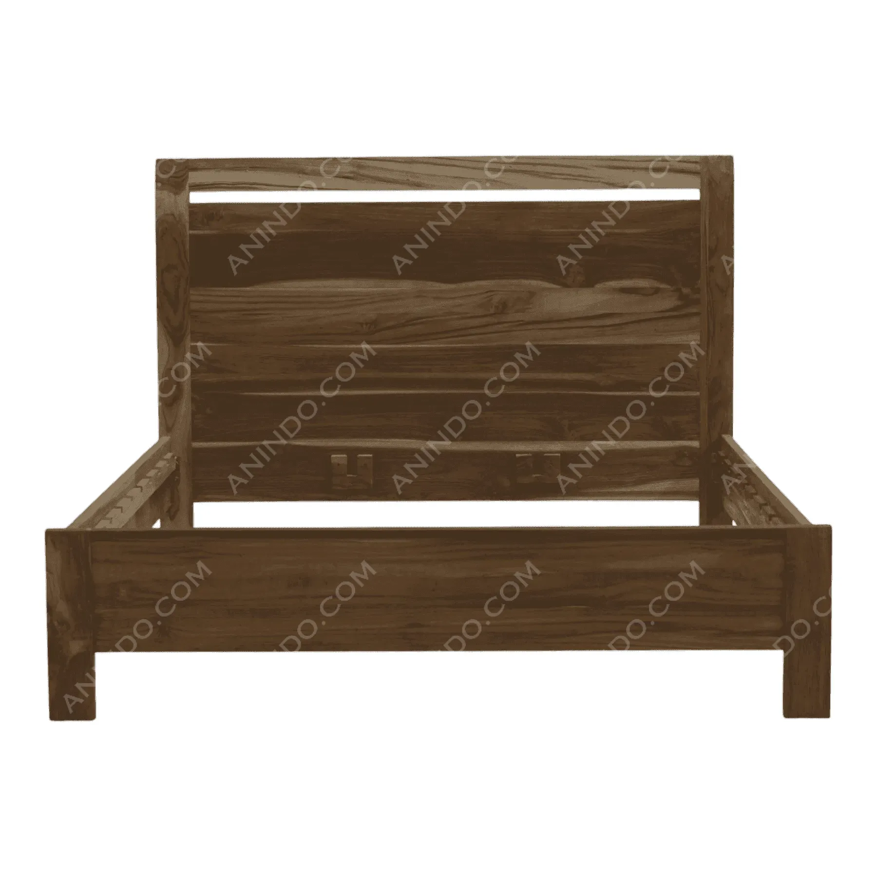 Rustic wooden bed frame with headboard