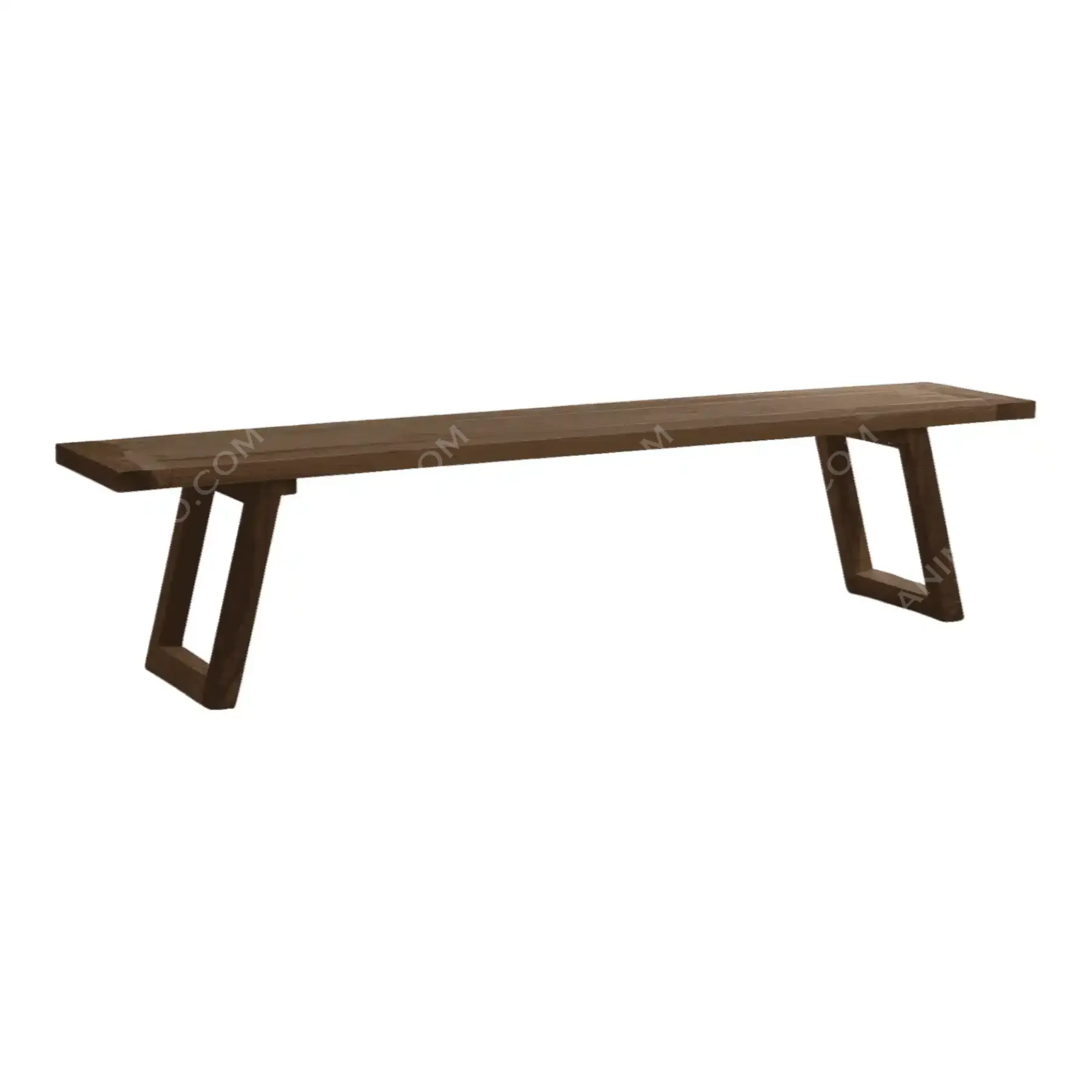 Modern wooden bench with angled legs