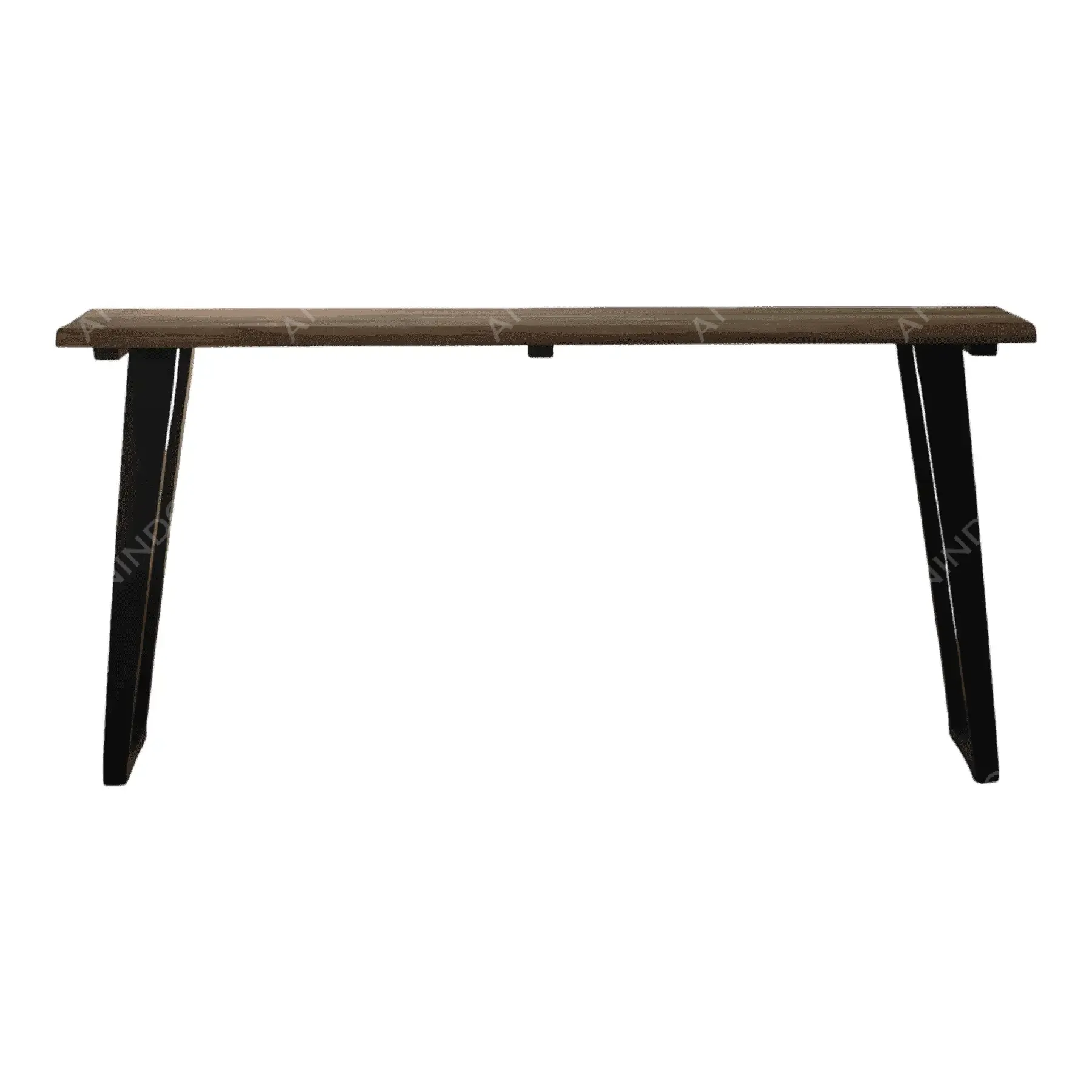 Modern wooden console table with black metal legs