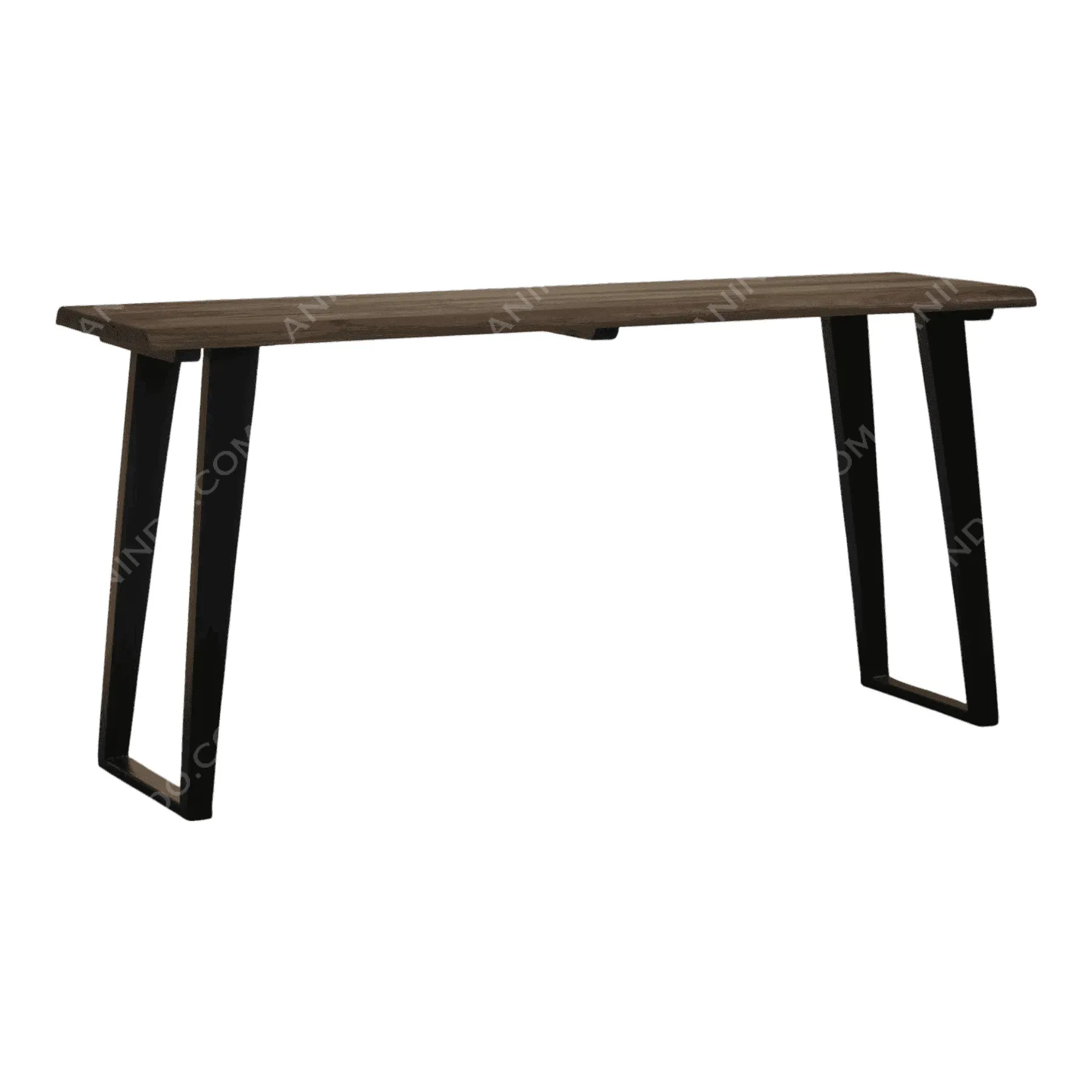 Modern wooden desk with black metal legs
