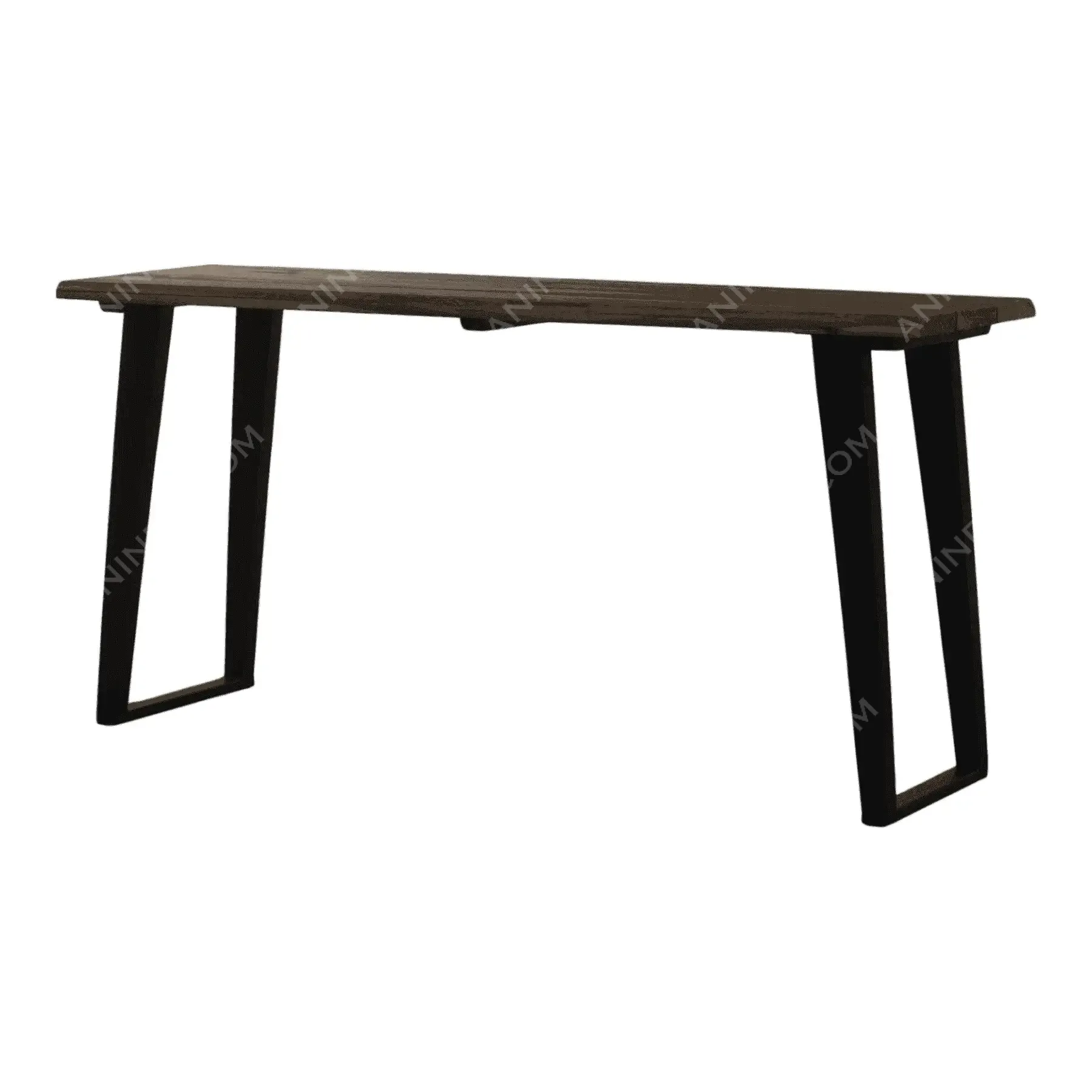Modern wooden desk with black metal legs