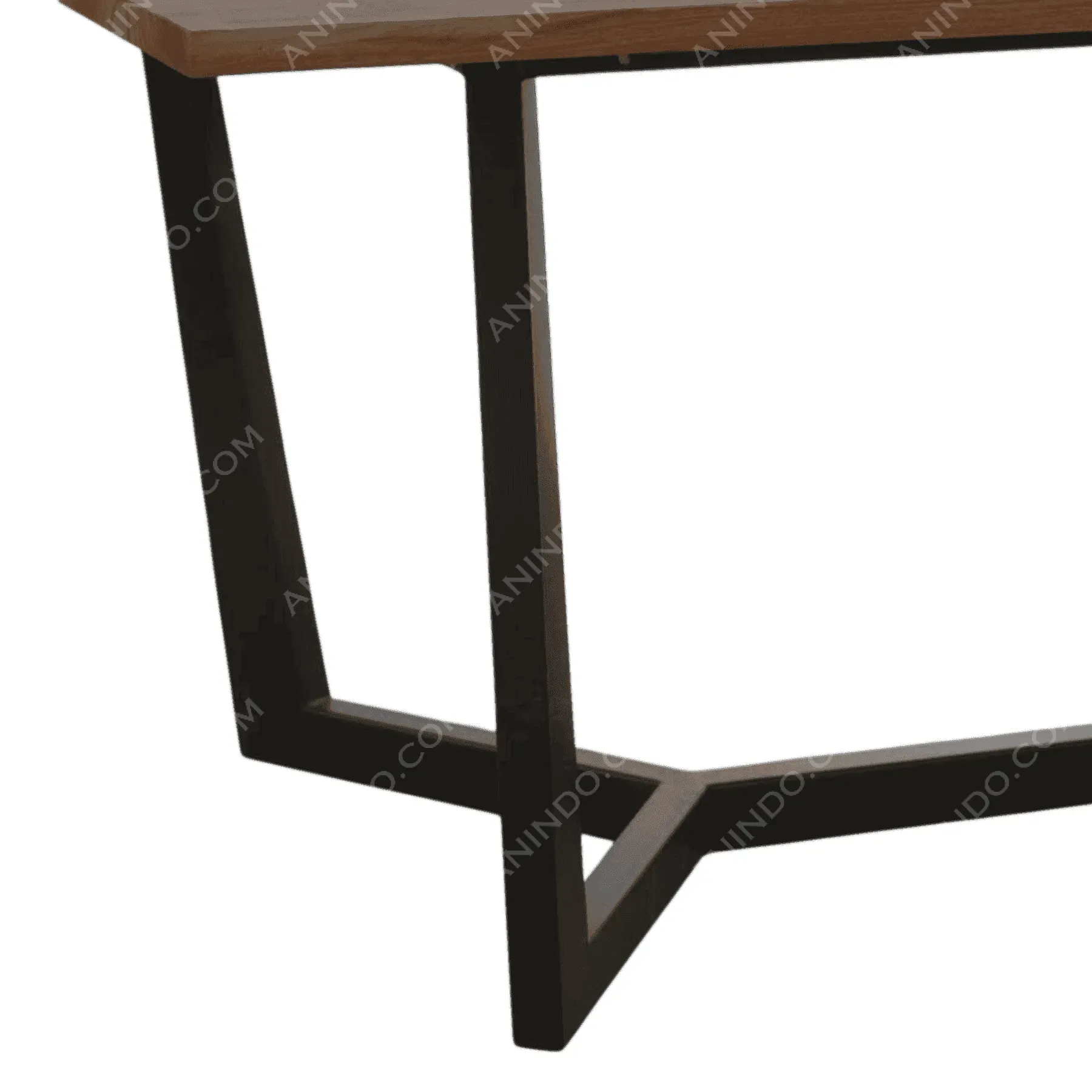 Modern wooden table with black metal legs