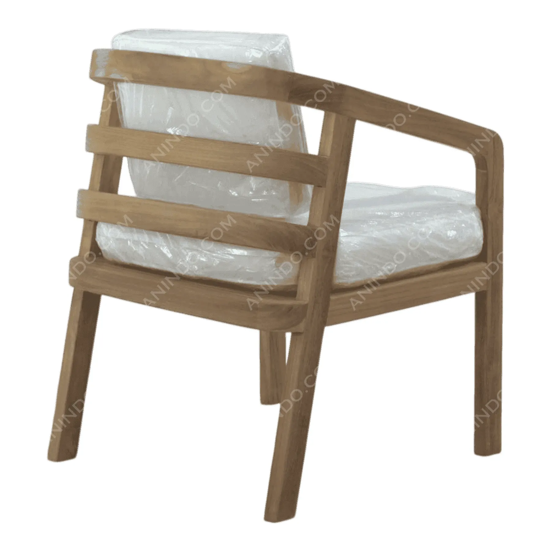 Wooden chair with cushioned seat and backrest