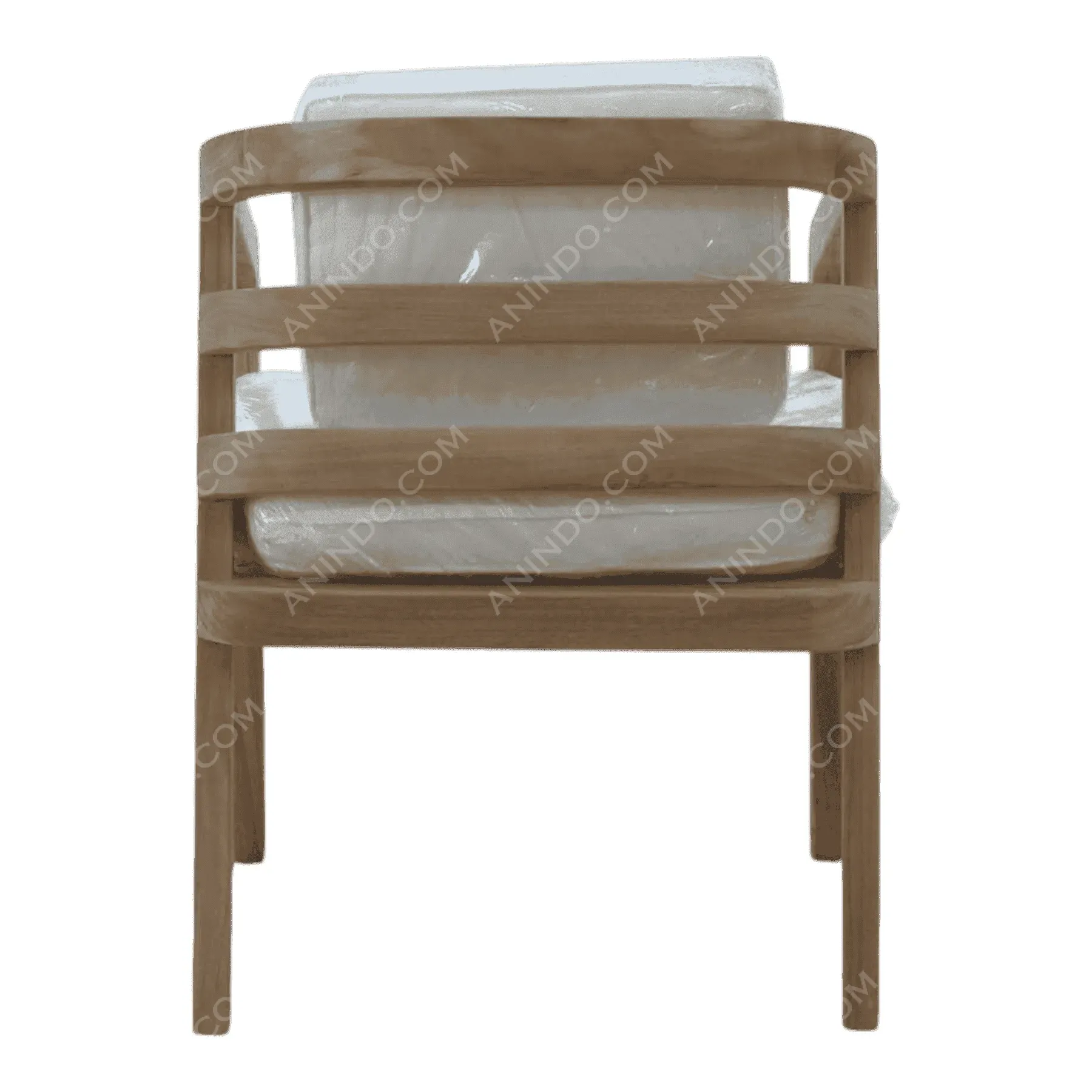 Wooden chair with white cushions