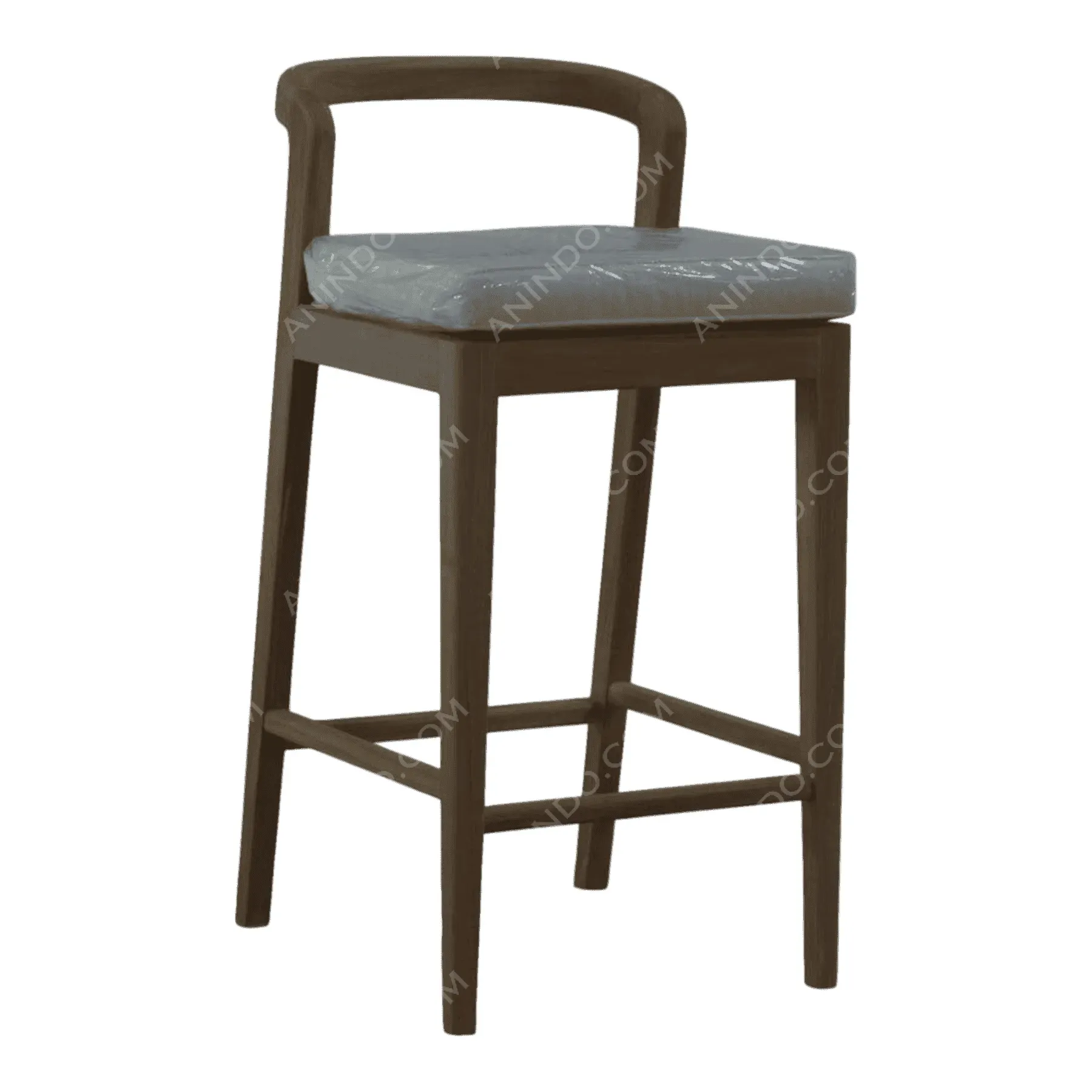 Wooden bar stool with cushioned seat
