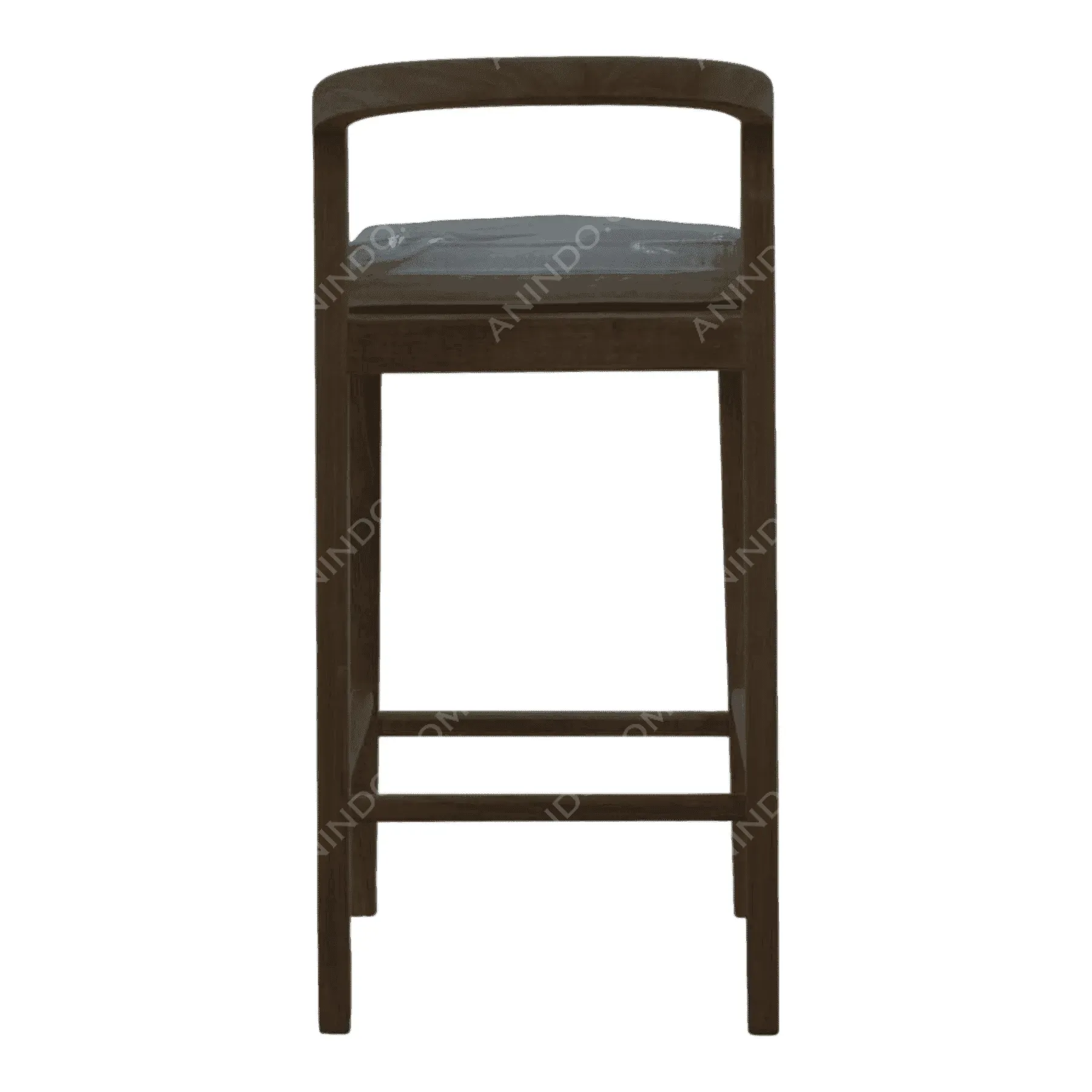 Wooden bar stool with curved backrest