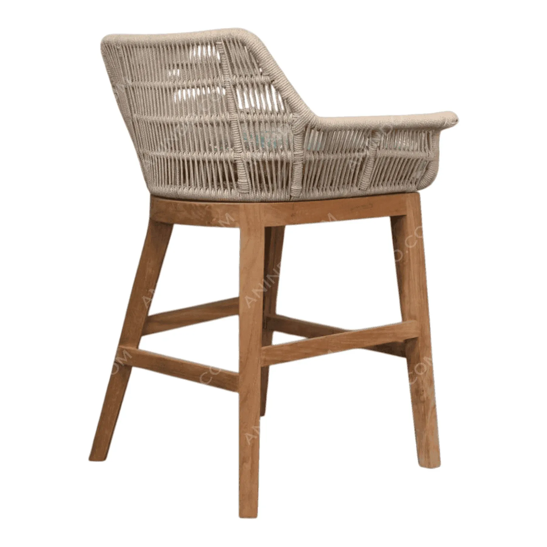 Modern wicker and wood bar stool chair