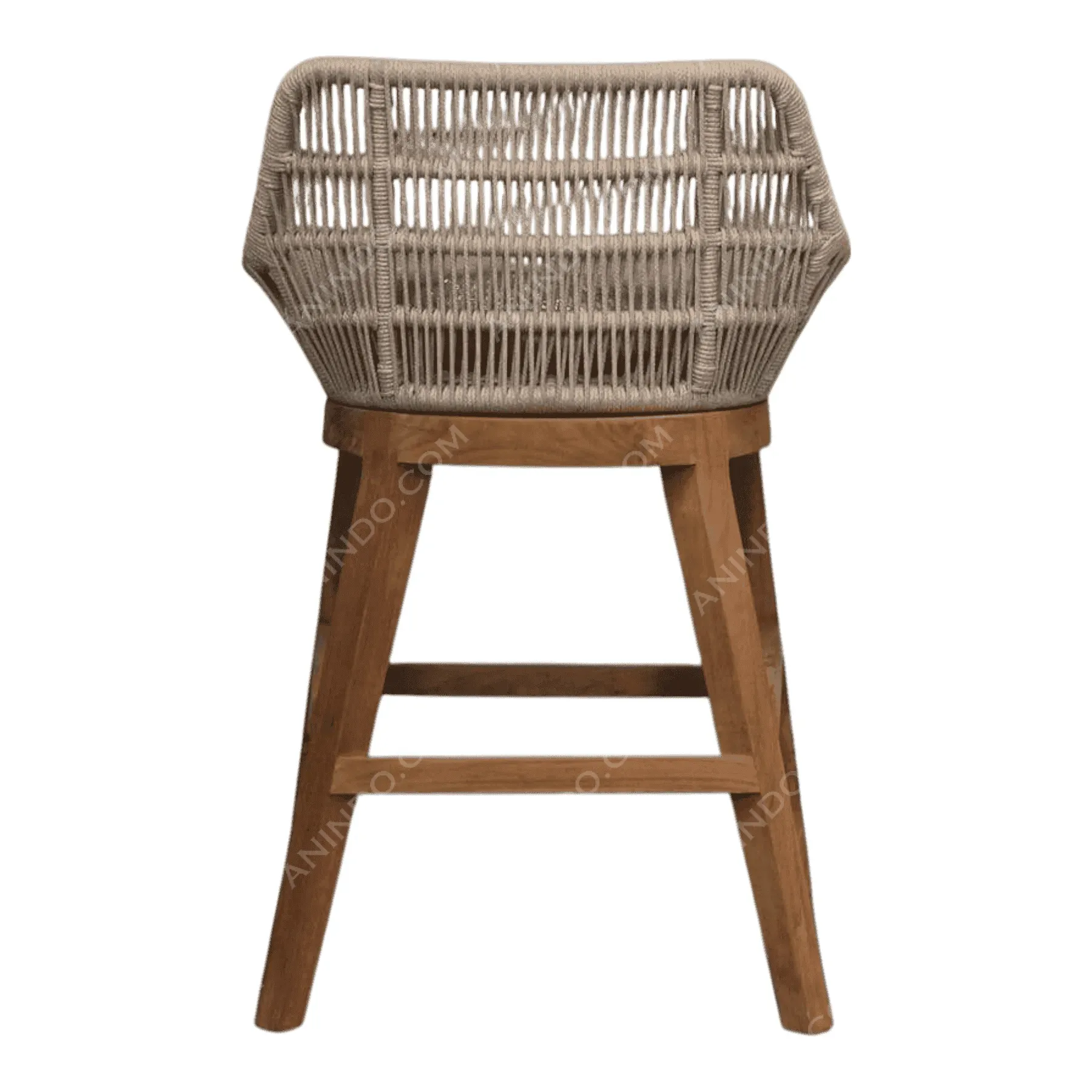 Woven rattan chair with wooden legs