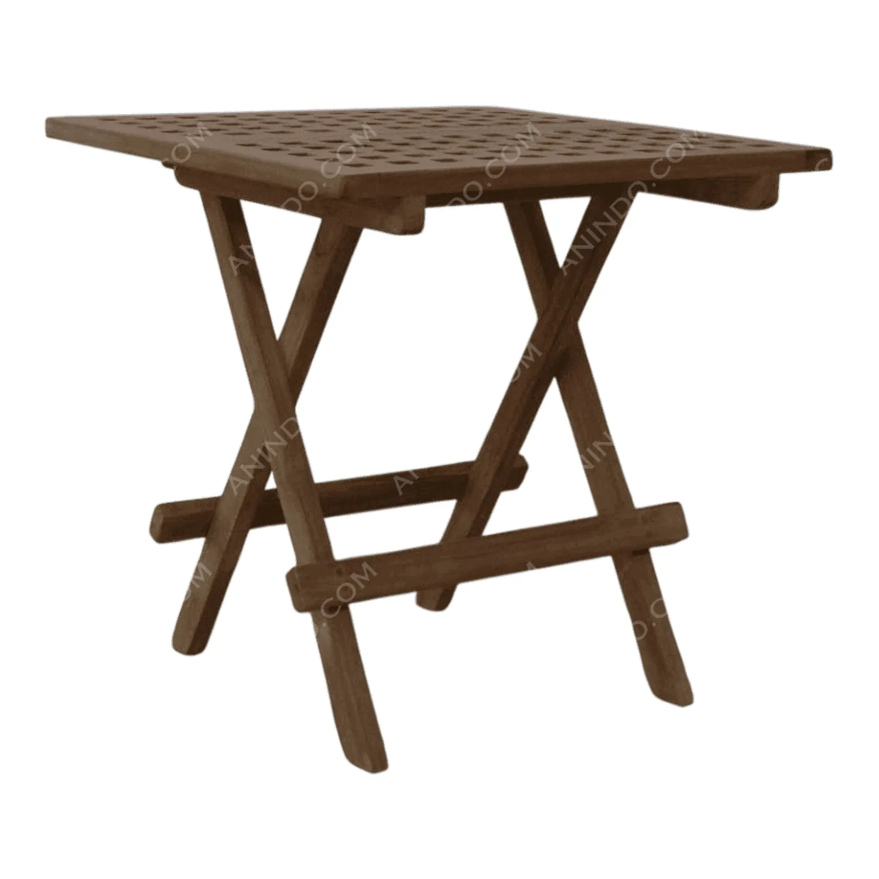 Foldable wooden outdoor table with slatted top