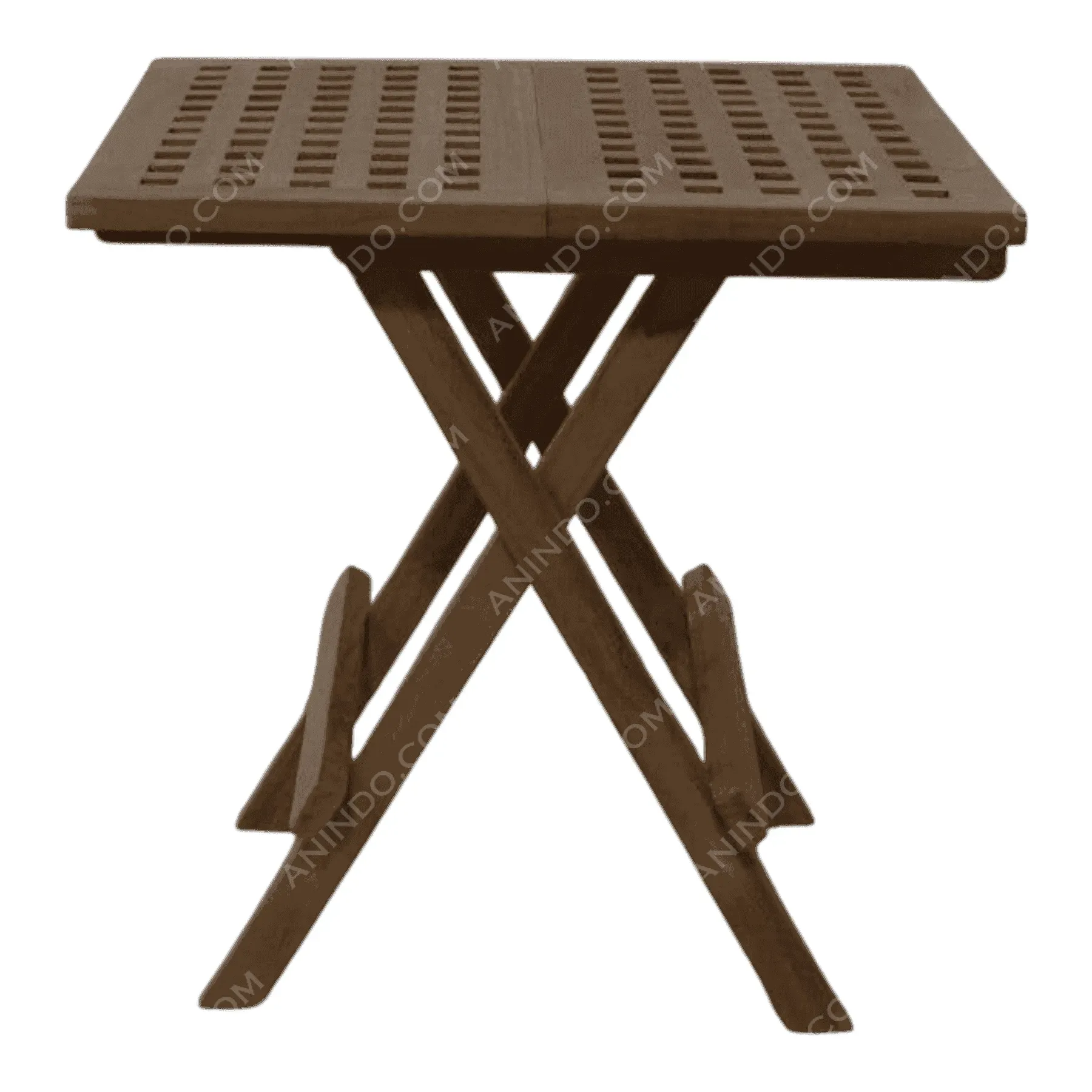 Foldable wooden table with slatted top