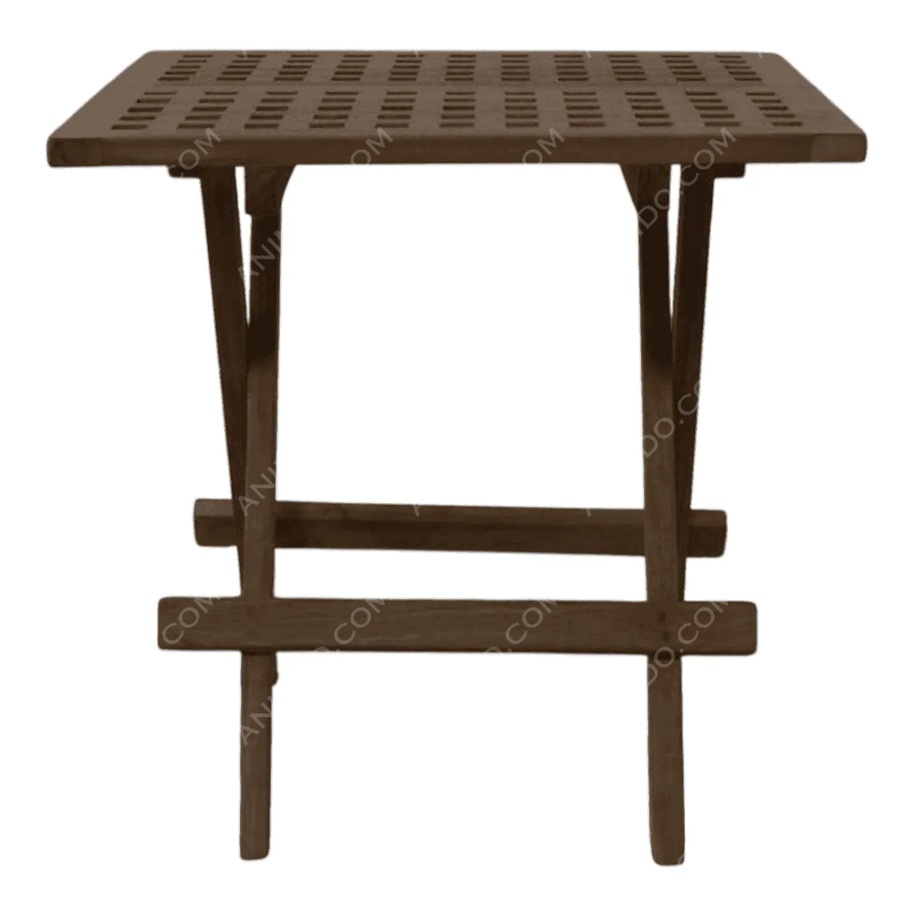 Brown wooden folding table with slatted top