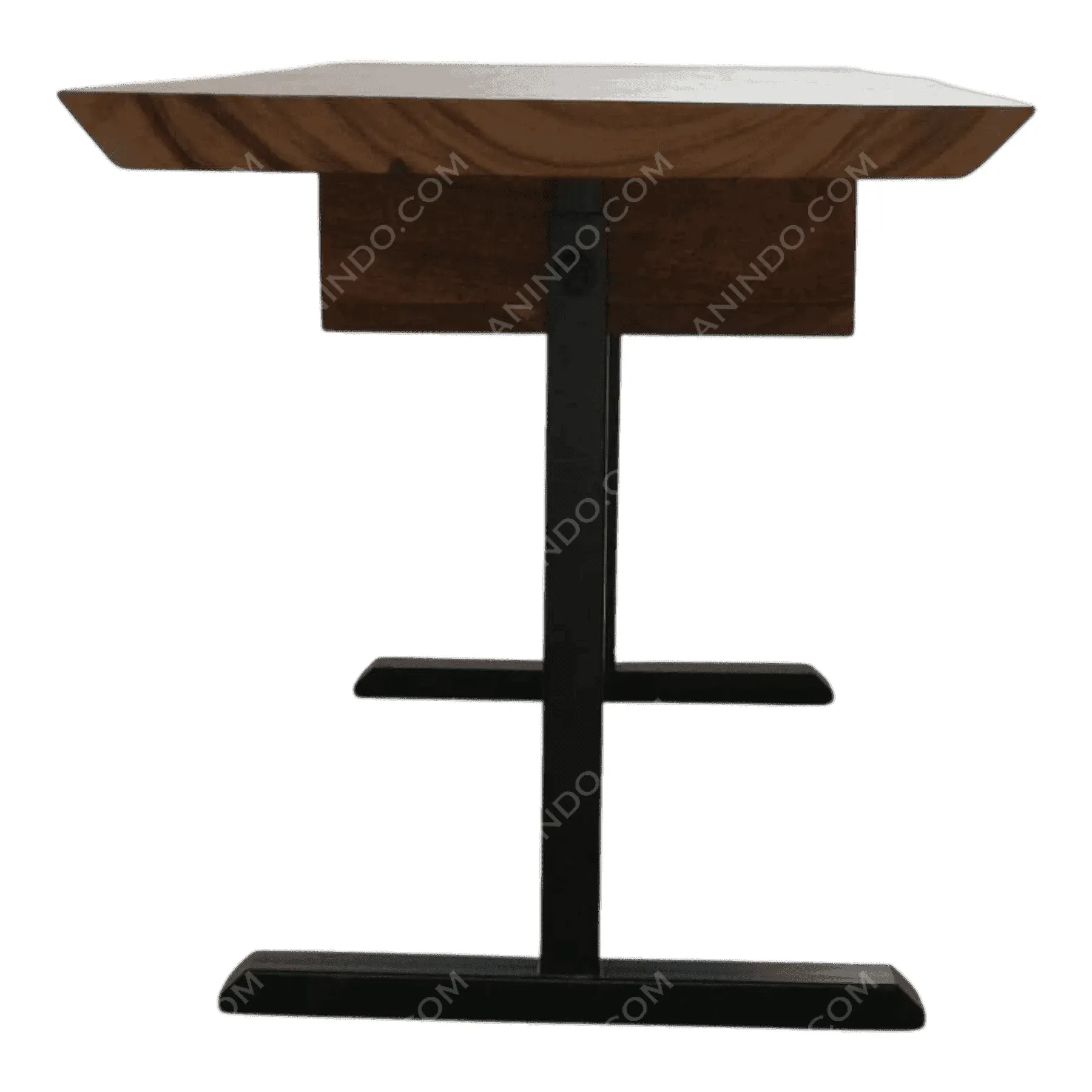 Modern wooden side table with metal base