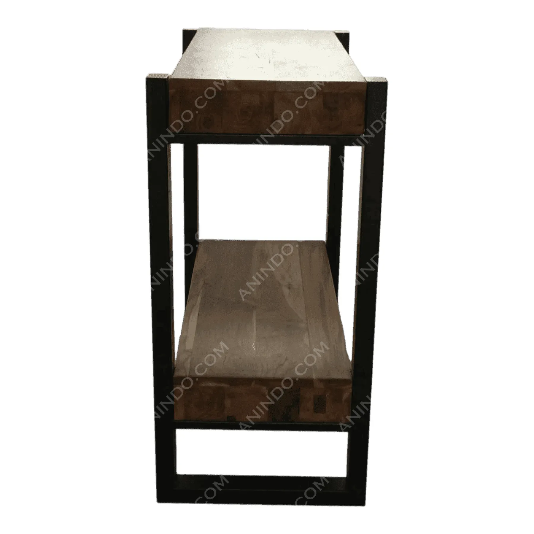 Modern wooden shelf with black metal frame