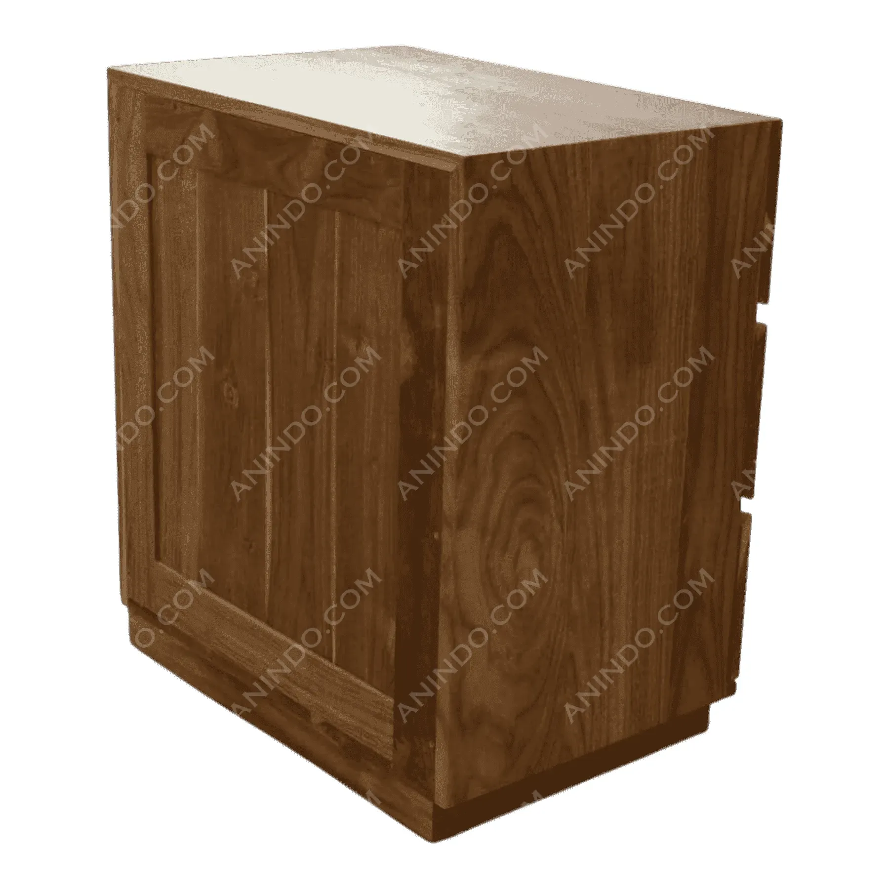 Solid wood end table with panel design