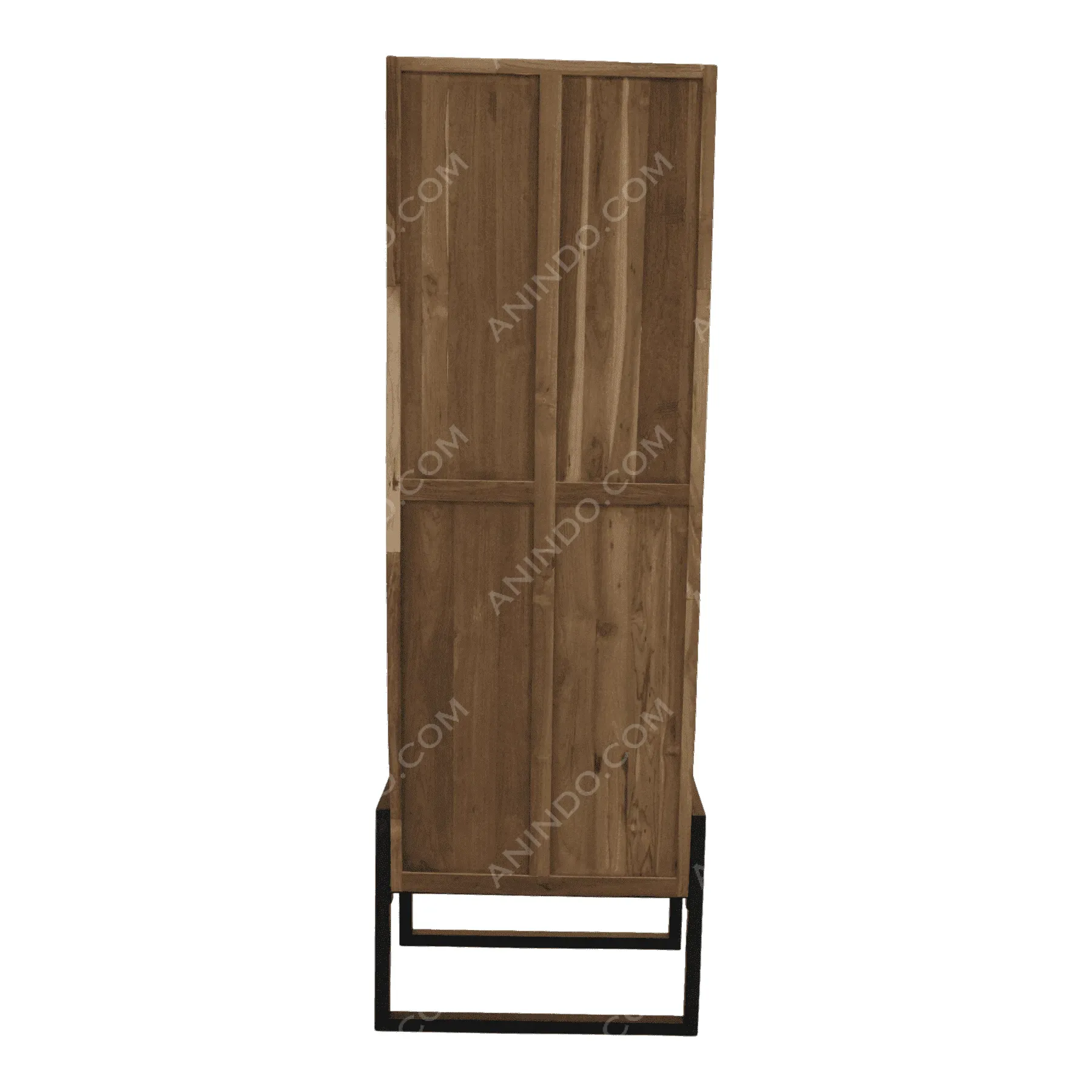 Tall wooden cabinet with metal base