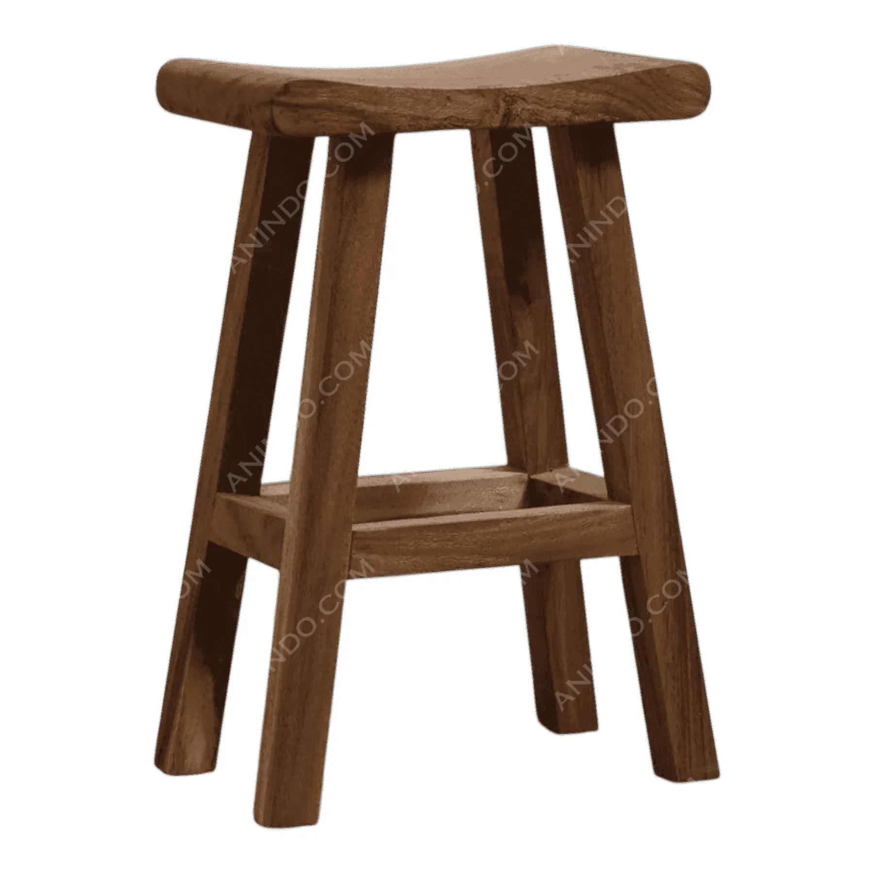 Wooden bar stool with curved seat