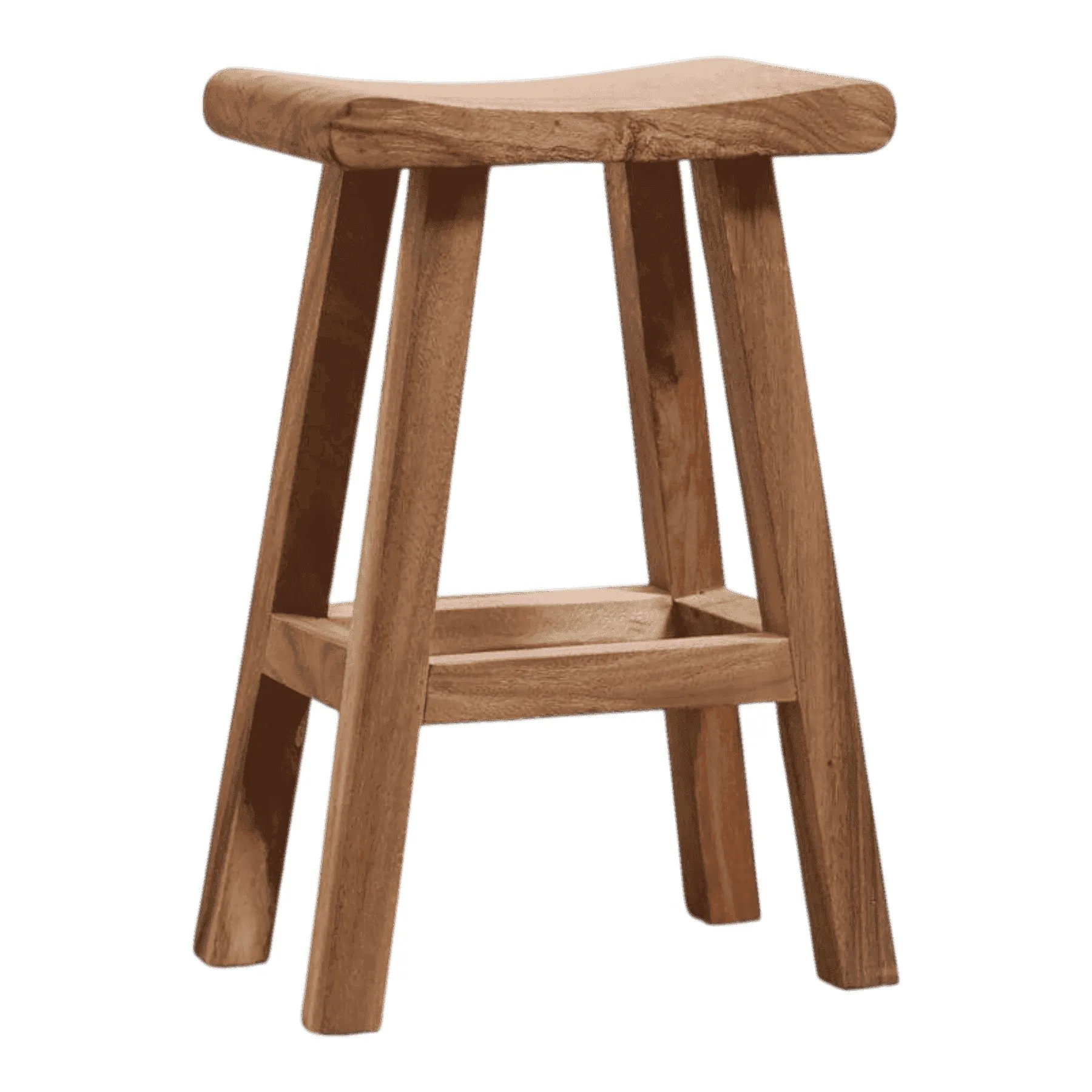 Wooden bar stool with curved seat
