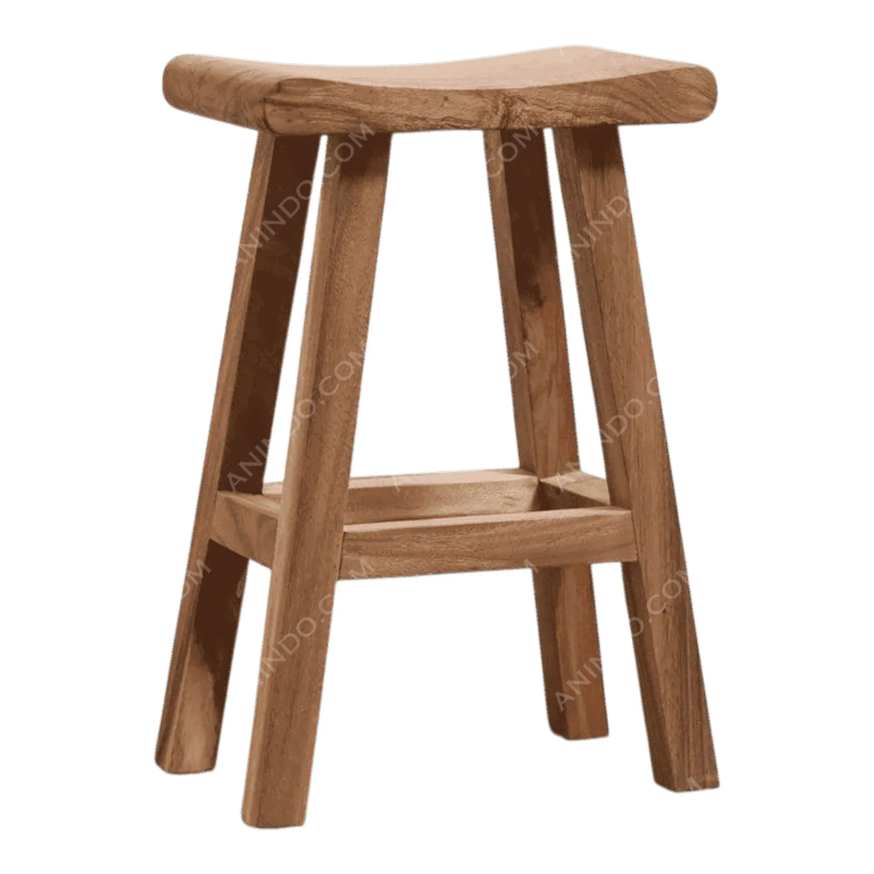 Wooden bar stool with curved seat