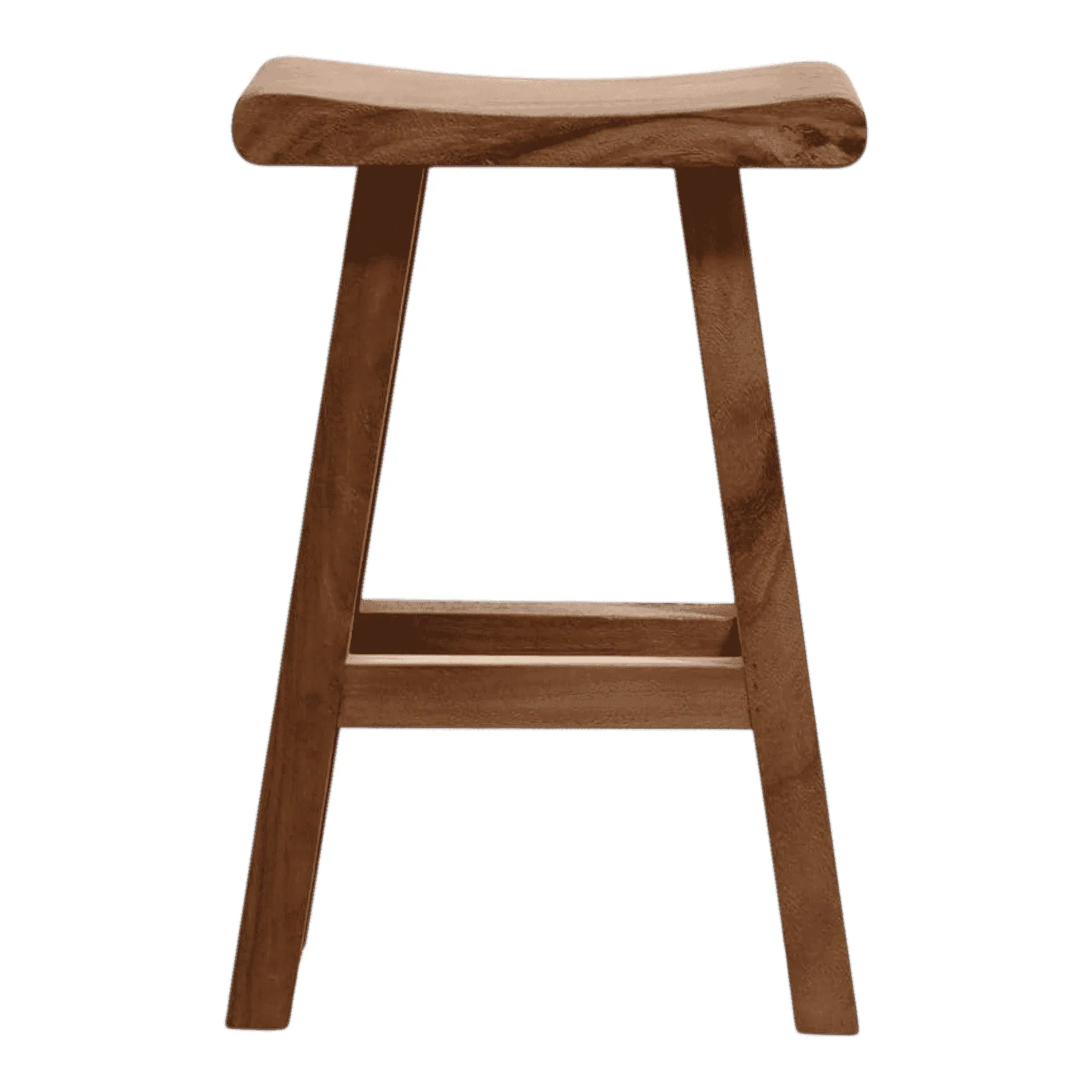 Wooden bar stool with curved seat