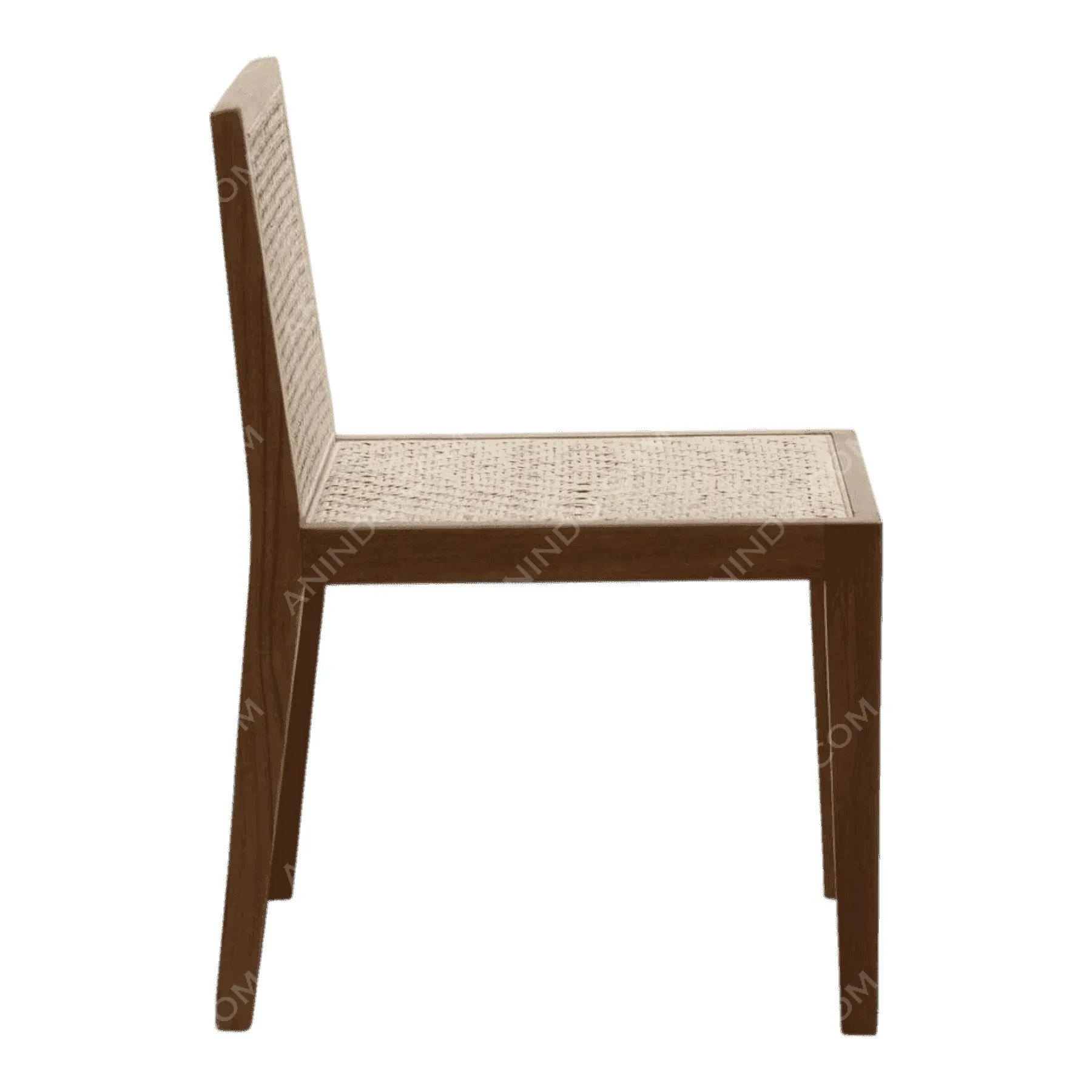 Wooden chair with woven cane seat