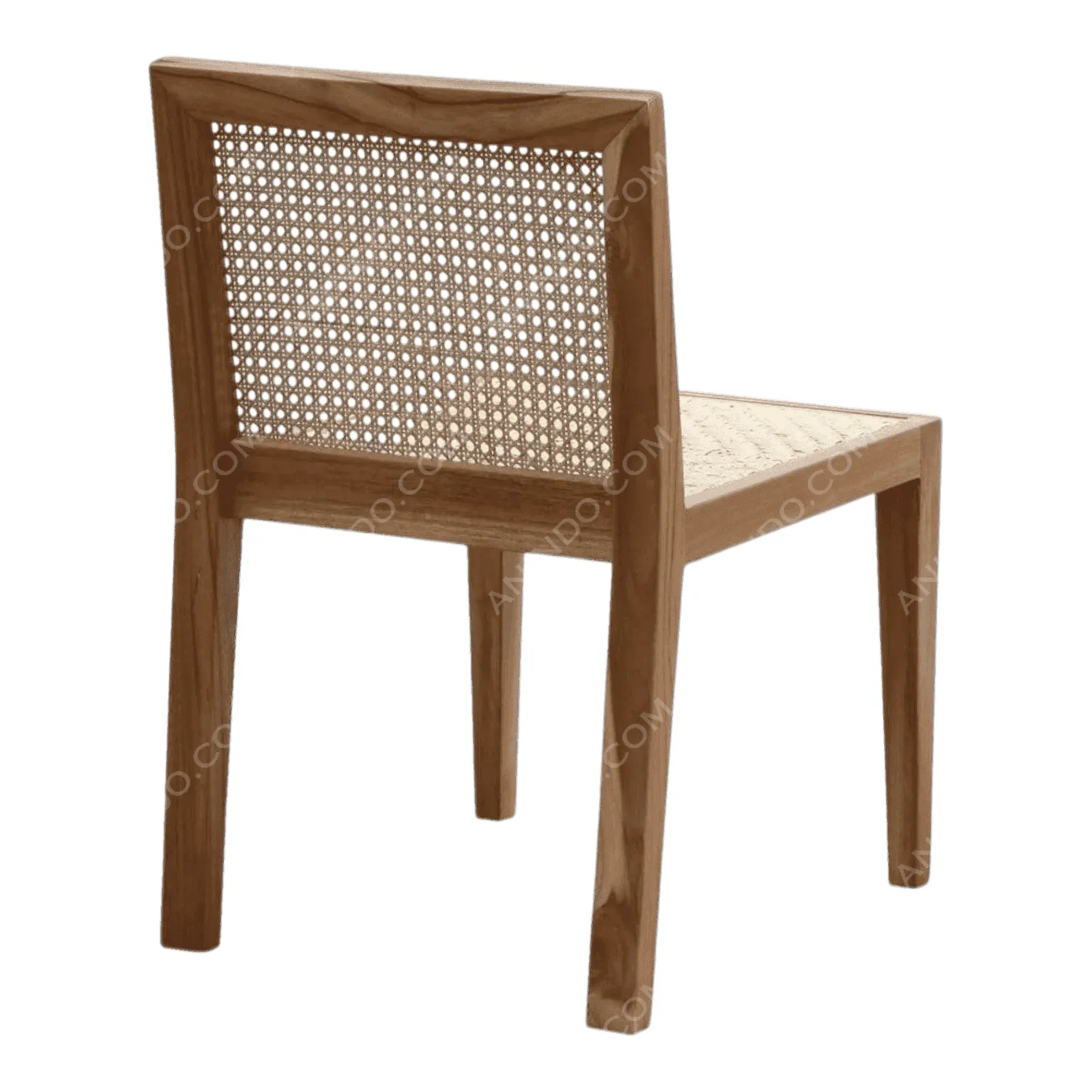 Wooden chair with woven cane seat and back