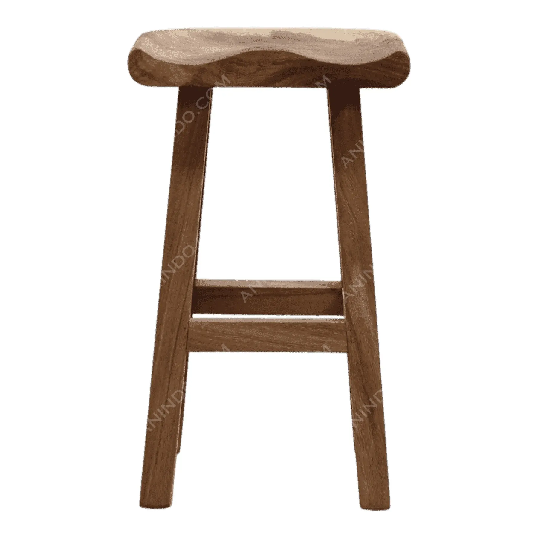 Wooden bar stool with carved seat