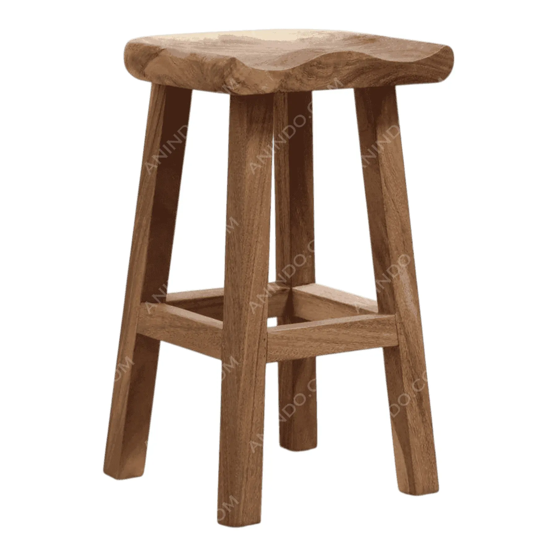 Wooden bar stool with four legs