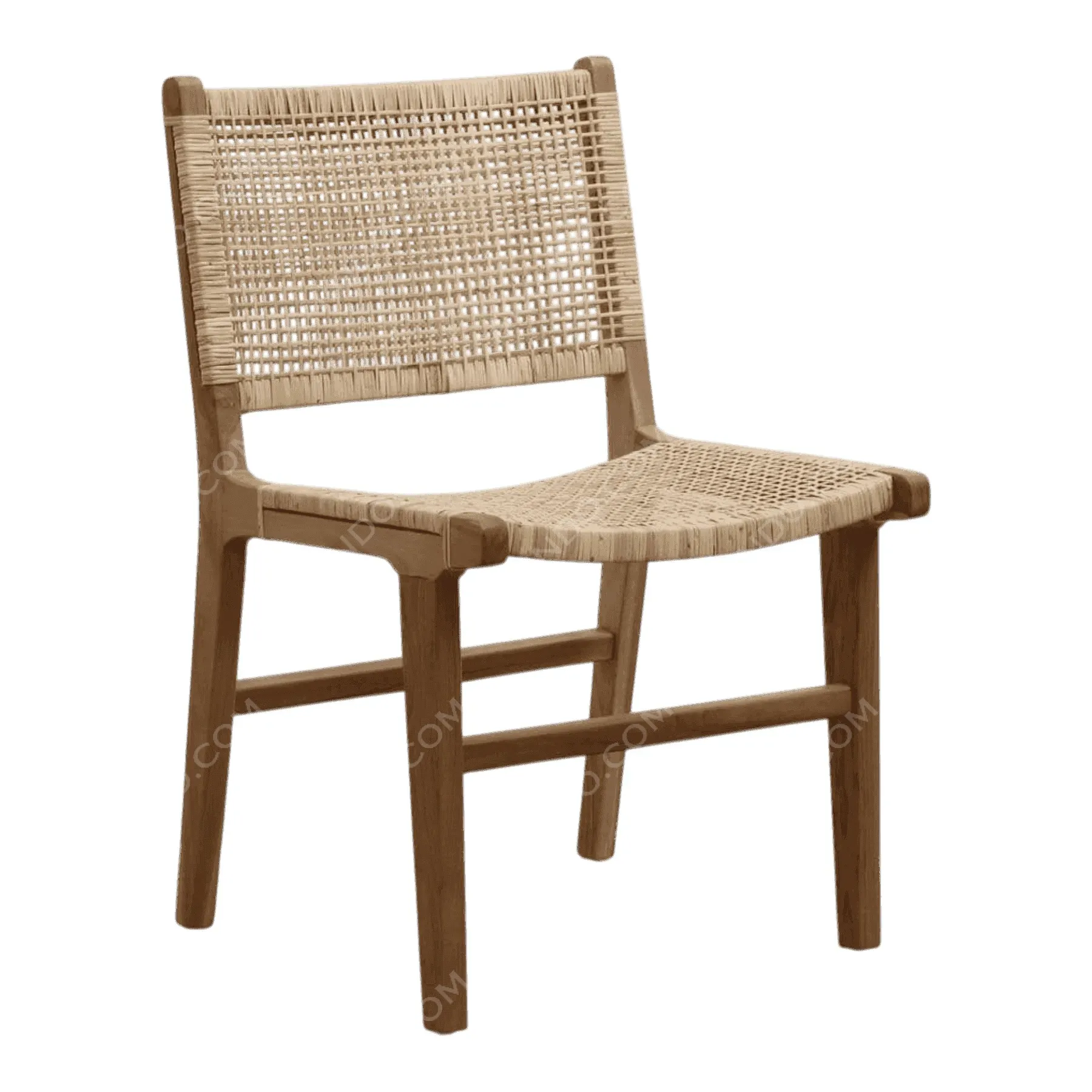 Wooden chair with woven rattan seat