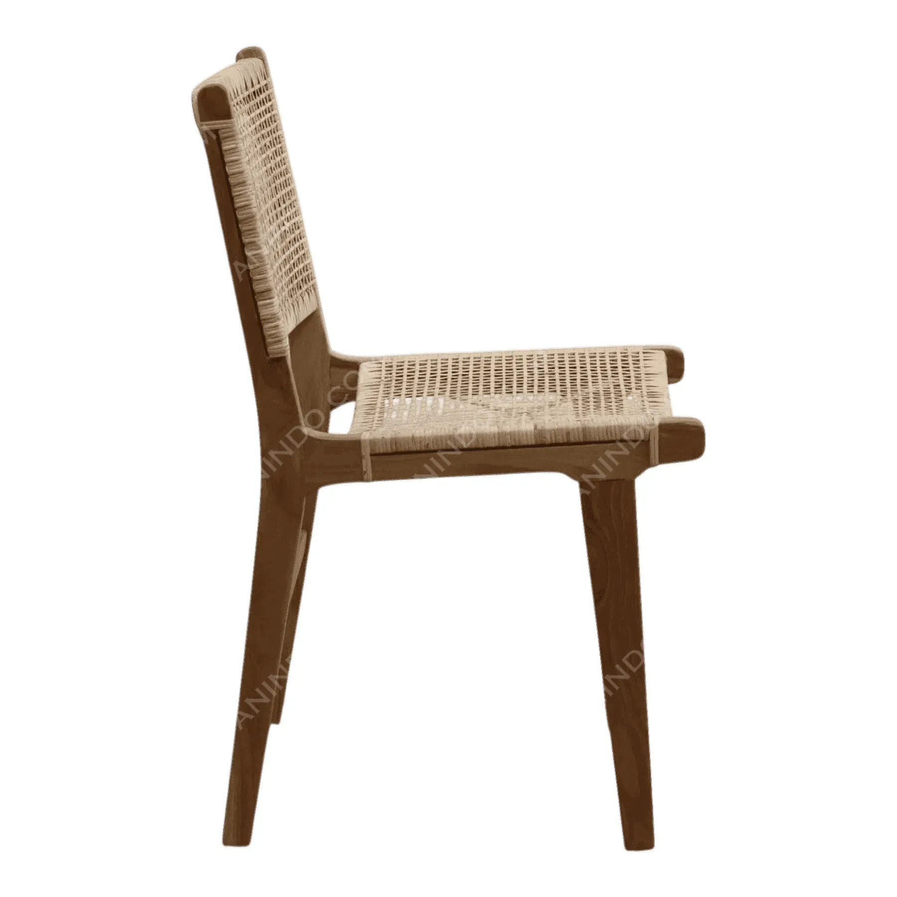 Wooden chair with woven rattan seat