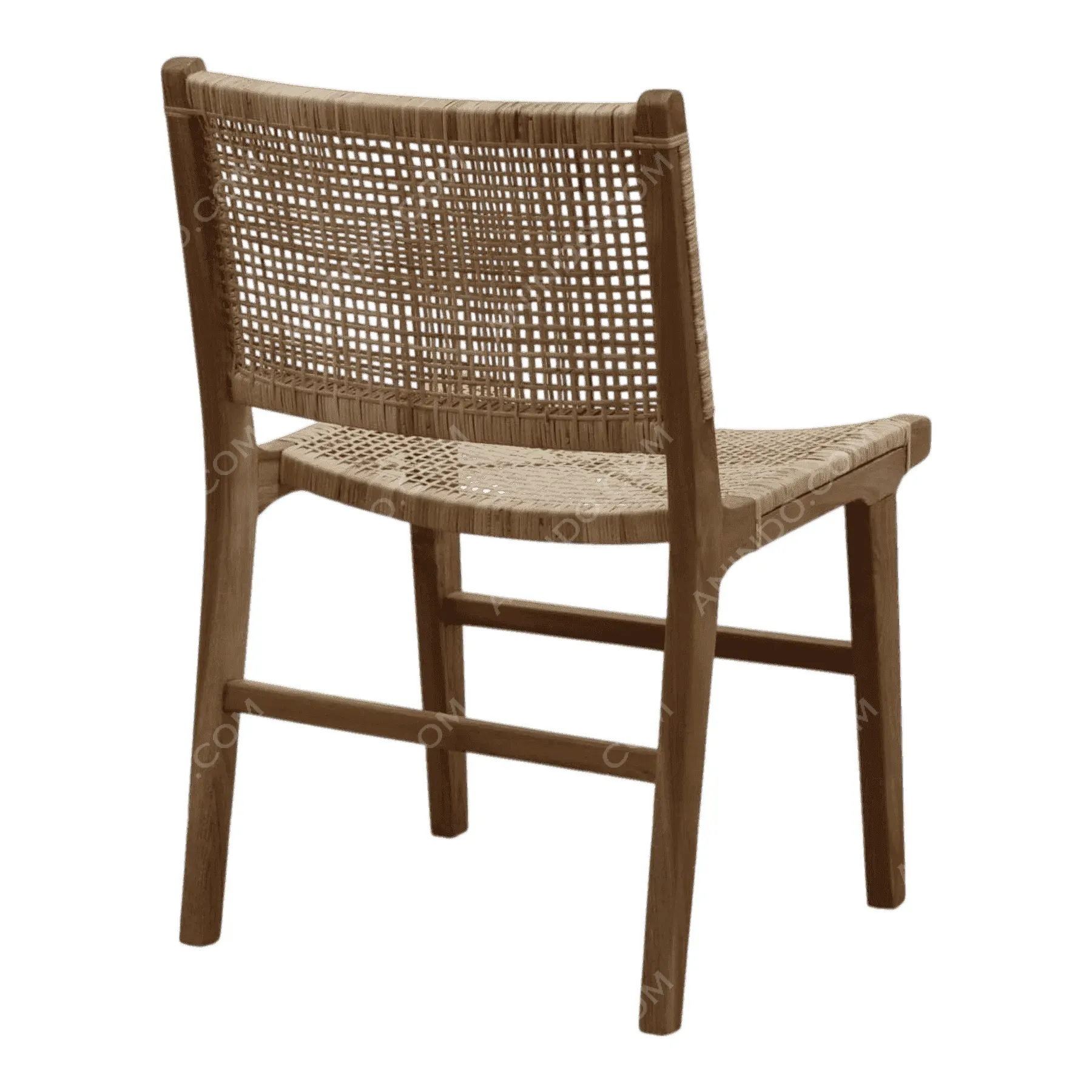 Wooden chair with woven rattan seat and back