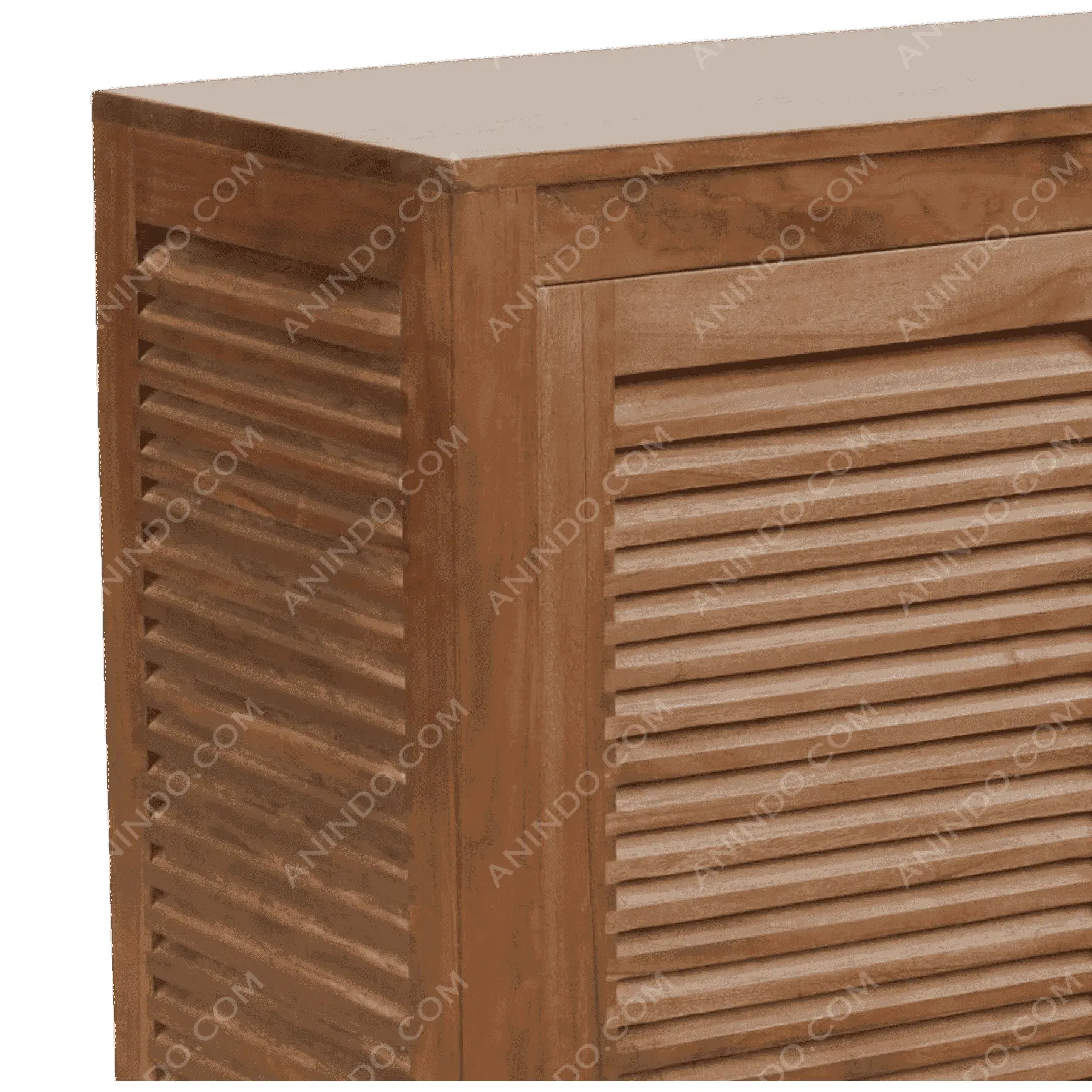 Wooden cabinet with louvered doors